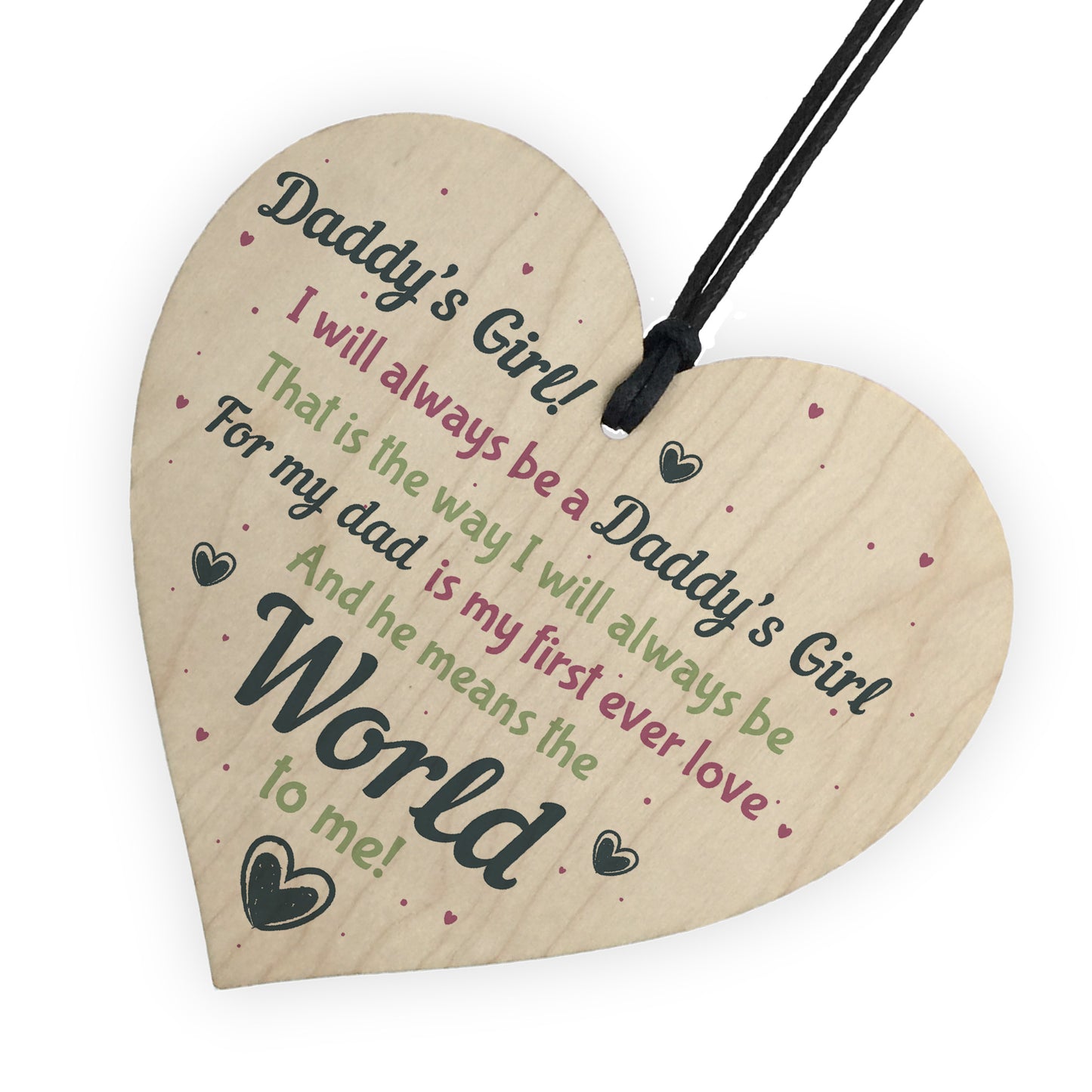 Daddy's Girl Wooden Heart Birthday FATHERS DAY Gift For Him