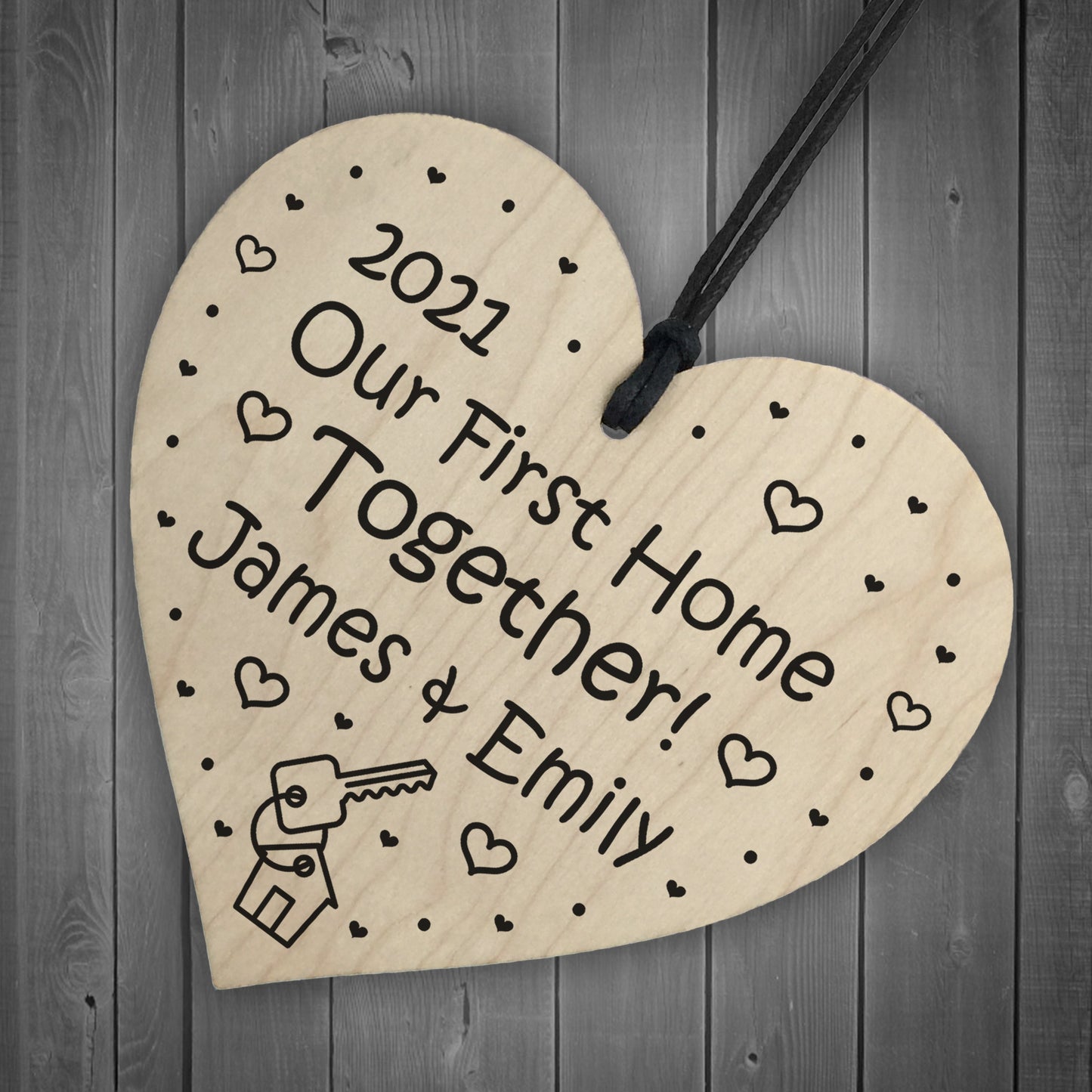 Personalised Our First Home Together Gift For Couple Wood Heart