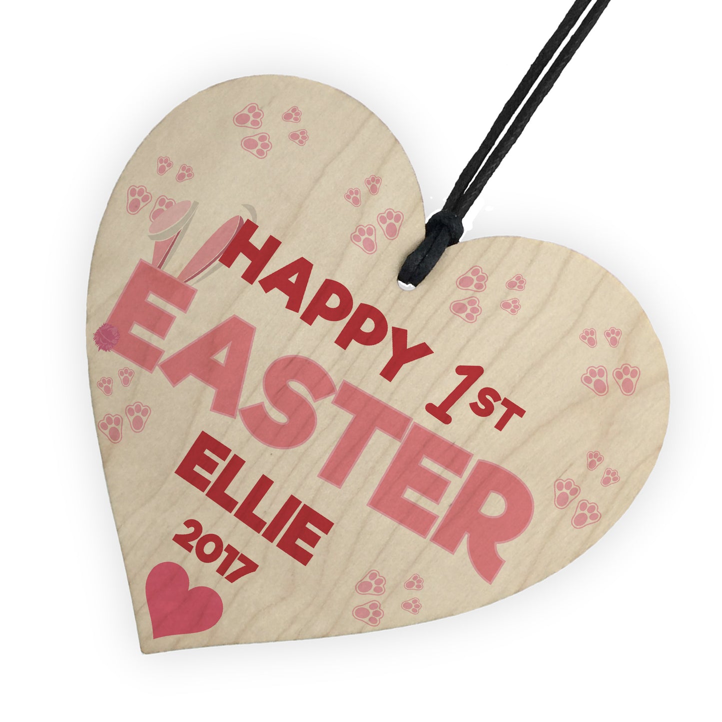 Happy First Easter Personalised Wooden Hanging Heart Plaque