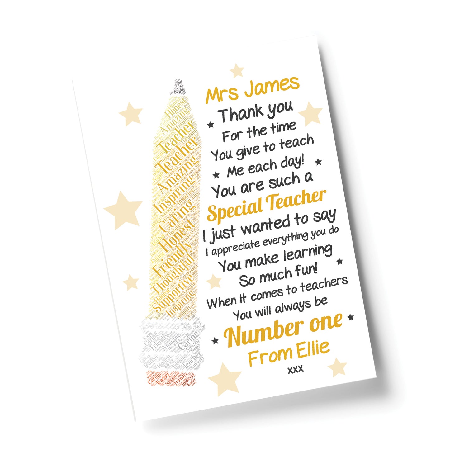 Thank You Teacher Gift Personalised Print Teaching Assistant