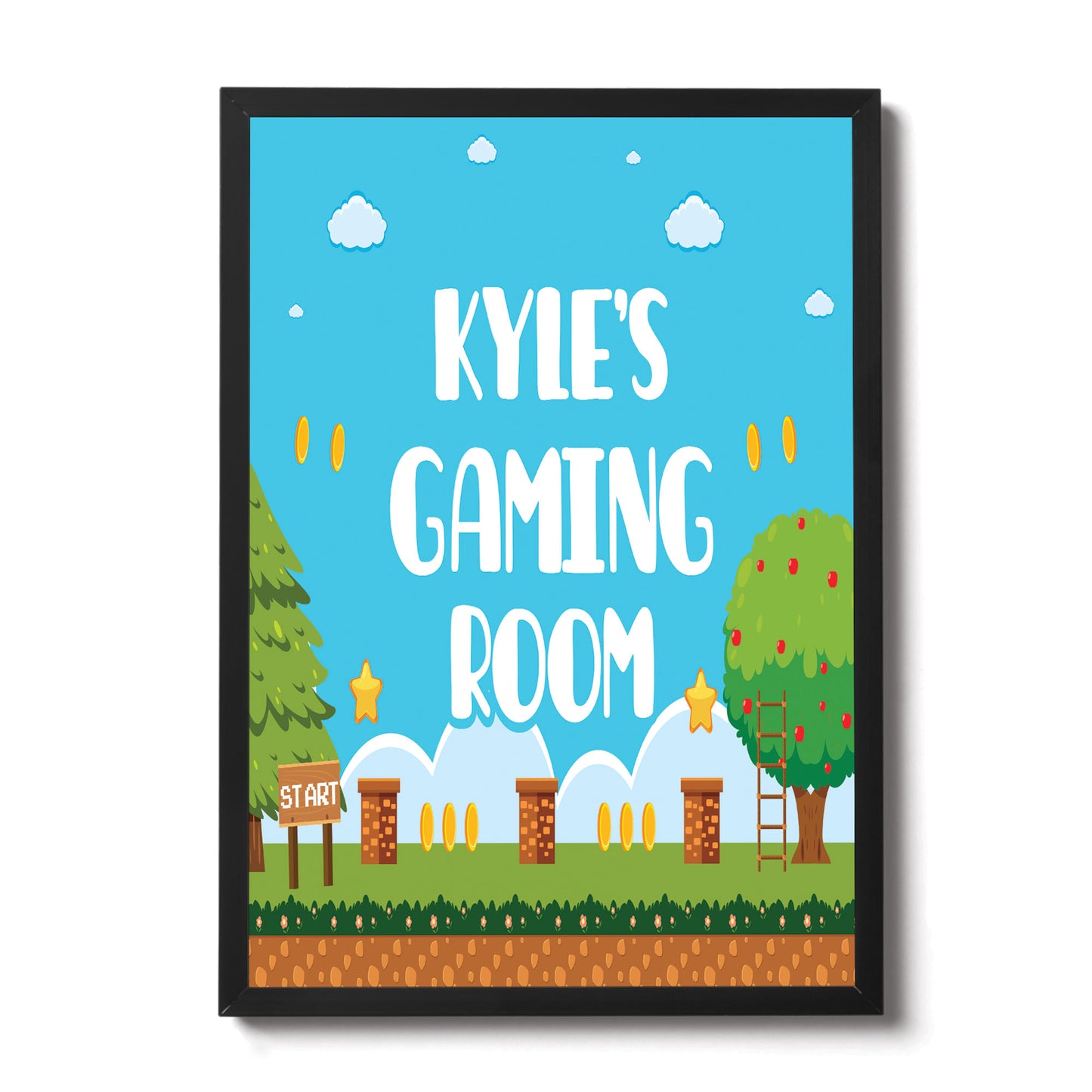 Gaming Poster Personalised Wall Print Retro Arcade Boys Bedroom