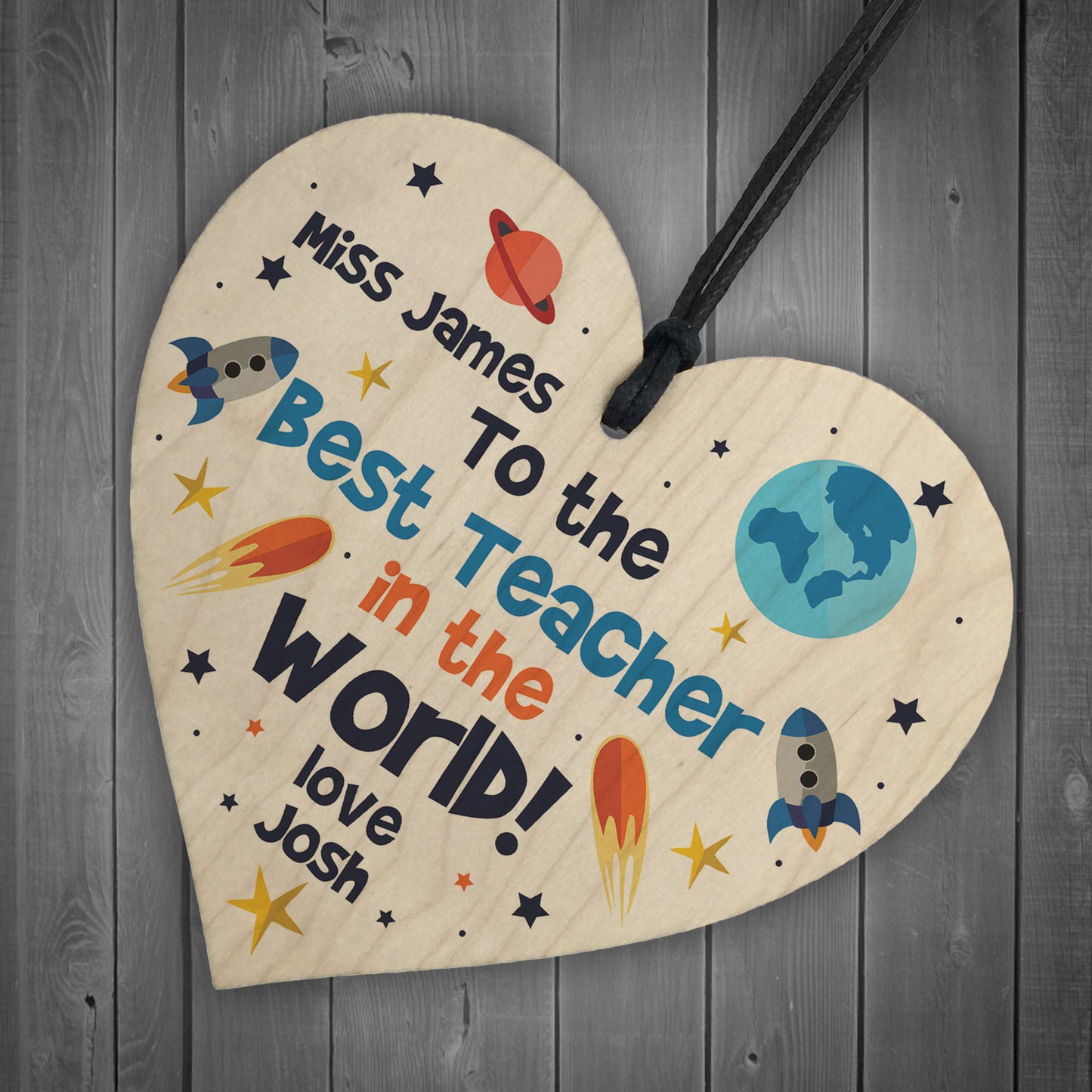 PERSONALISED Best Teacher Wooden Heart Leaving Gifts