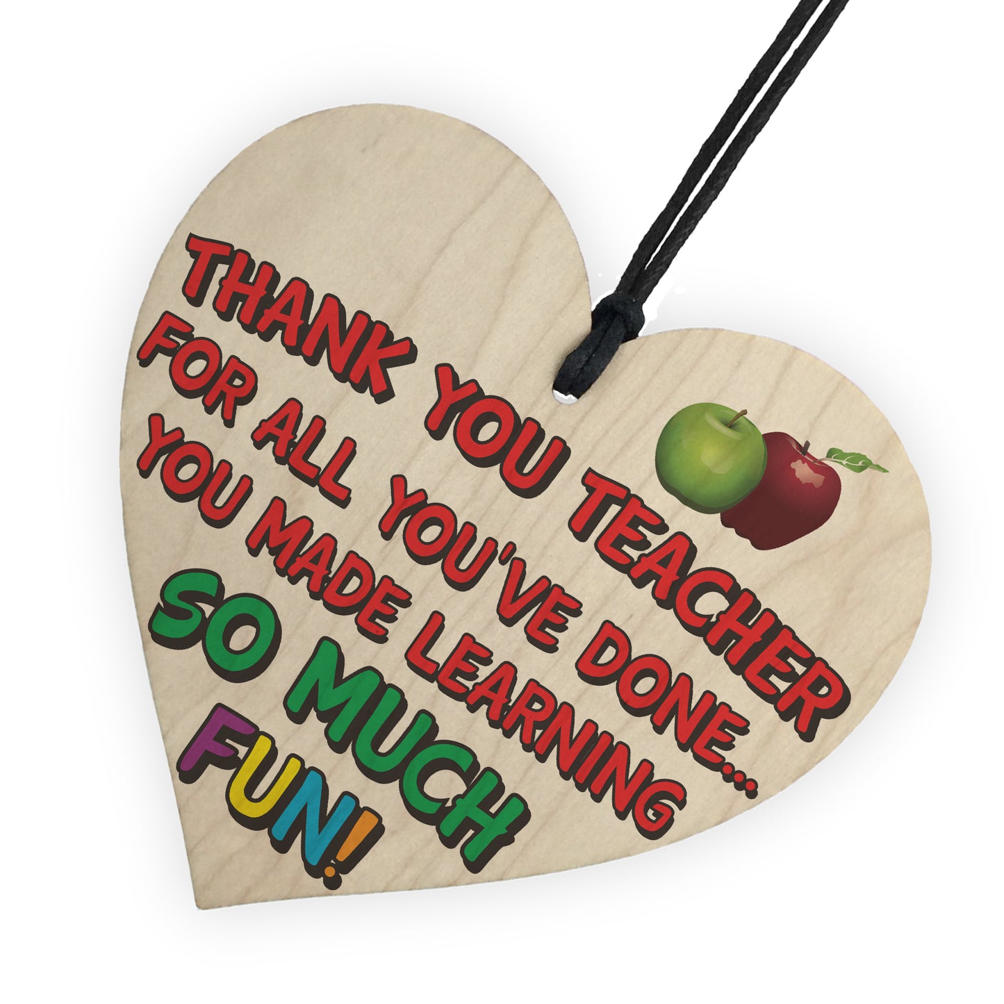 Thank You Teacher Wooden Hanging Heart Plaque Leaving Gift