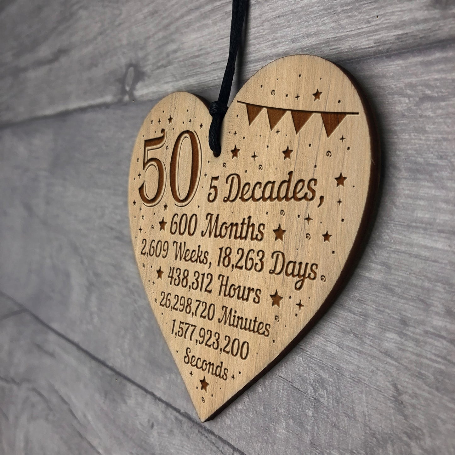 Funny 50th Birthday Gift For Him Her Engraved Wood Heart