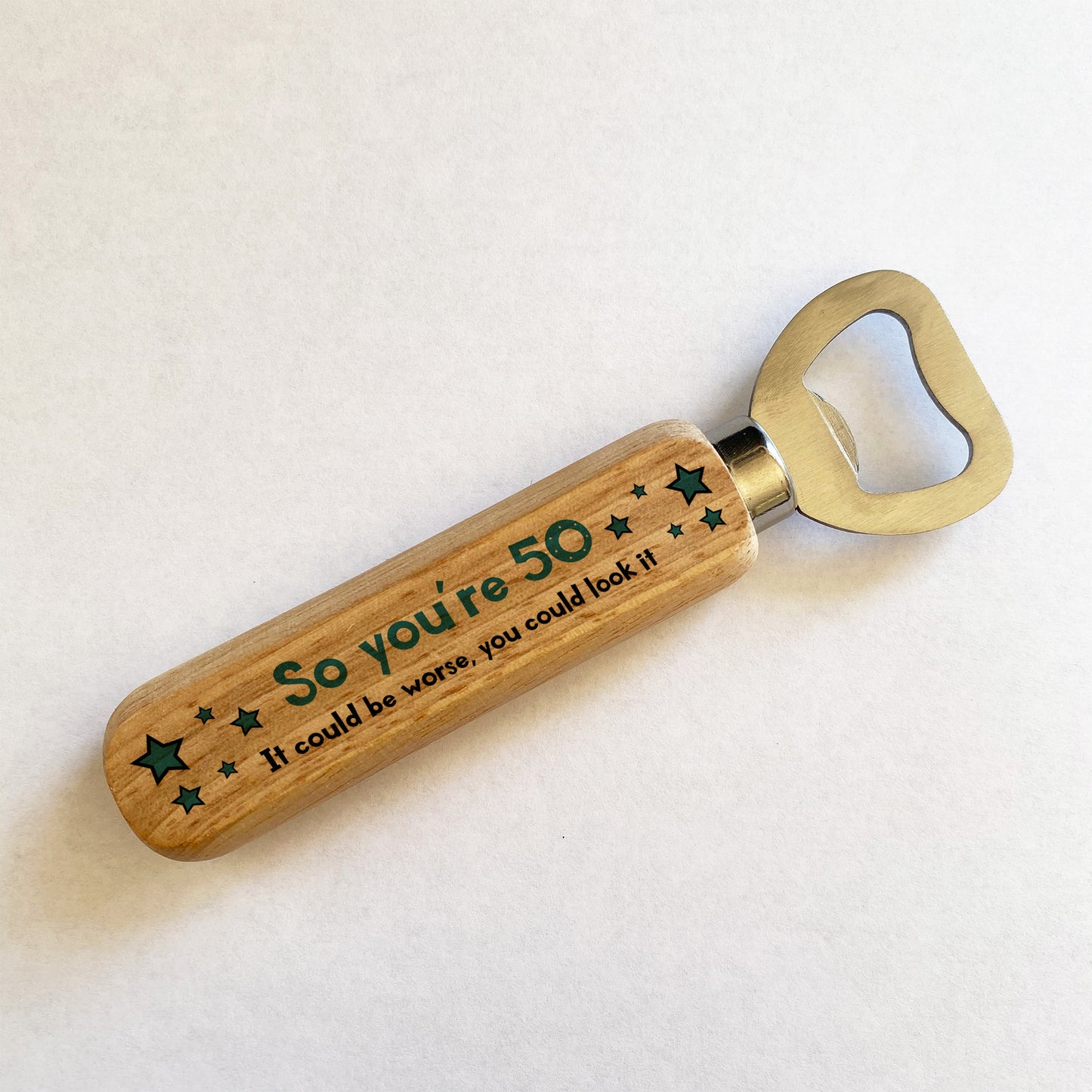 Funny 50th Birthday For Him Her Wooden Bottle Opener Decor