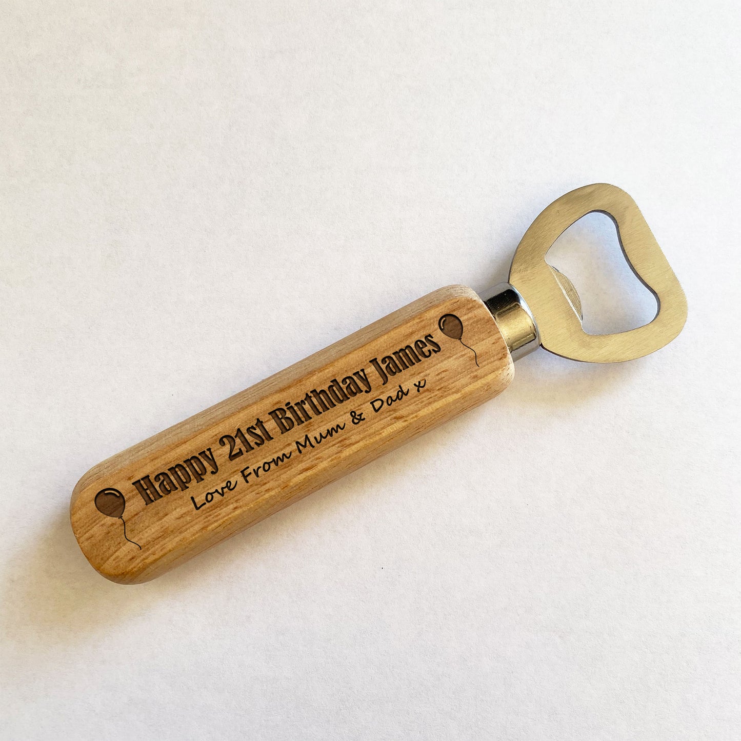 Personalised 18th 21st 30th 50th Birthday Wooden Bottle Opener