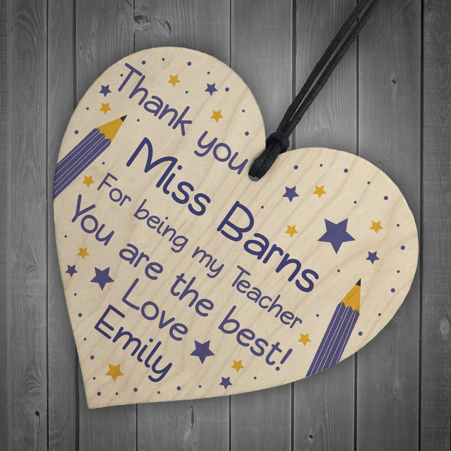 PERSONALISED Thank You Teacher Gifts Wooden Heart Leaving Gift