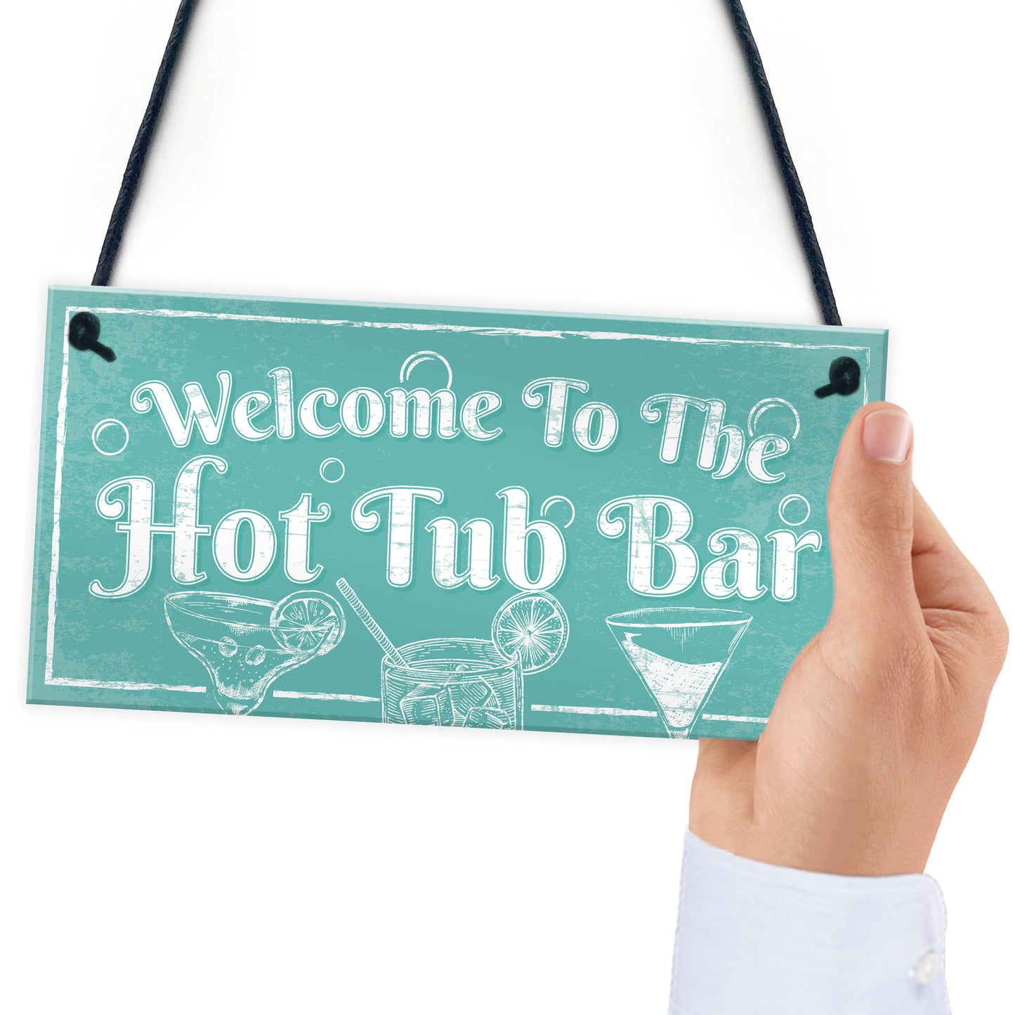 Welcome To The Hot Tub Bar Novelty Garden Jaccuzzi Hanging Sign