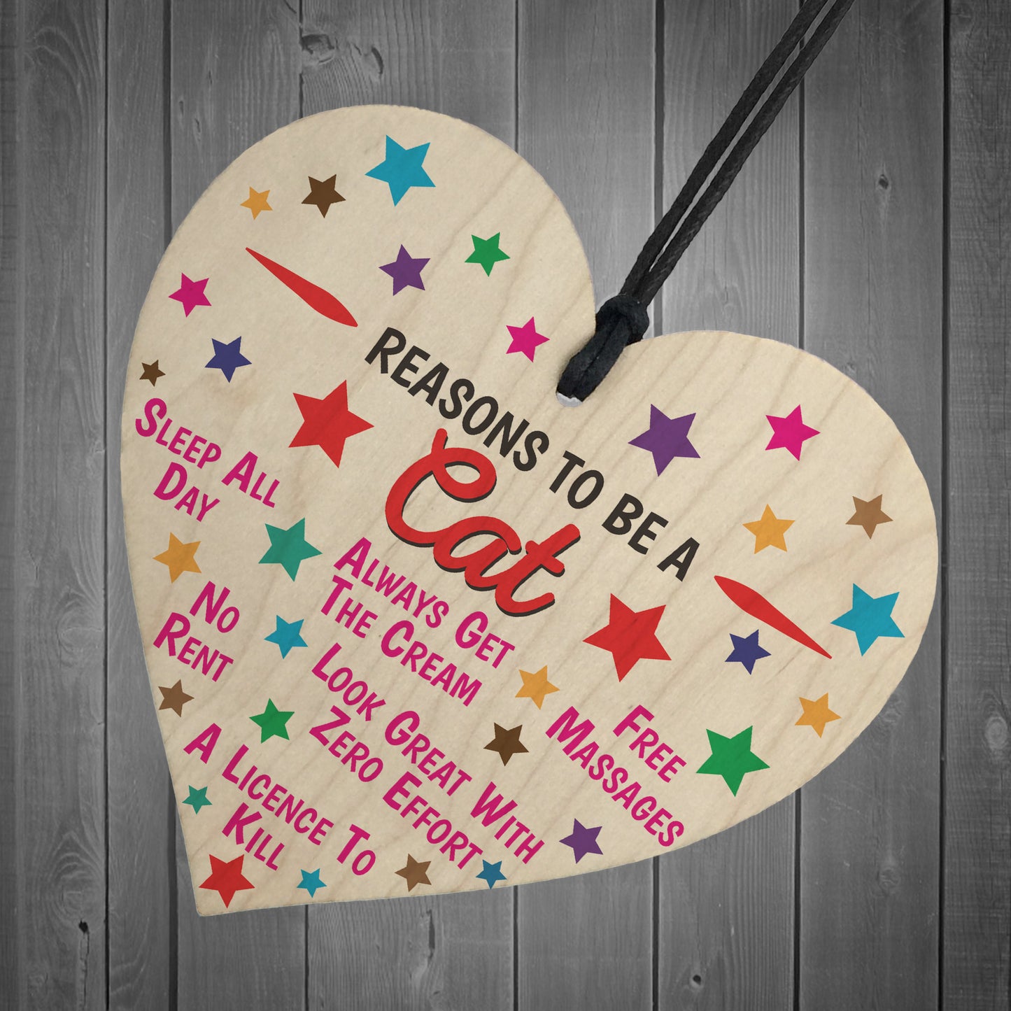 Reasons To Be A Cat Wooden Hanging Heart Novelty