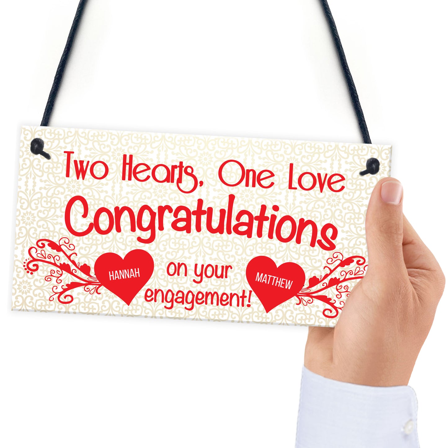 Personalised Congratulations Engagement Gift Hanging Plaque