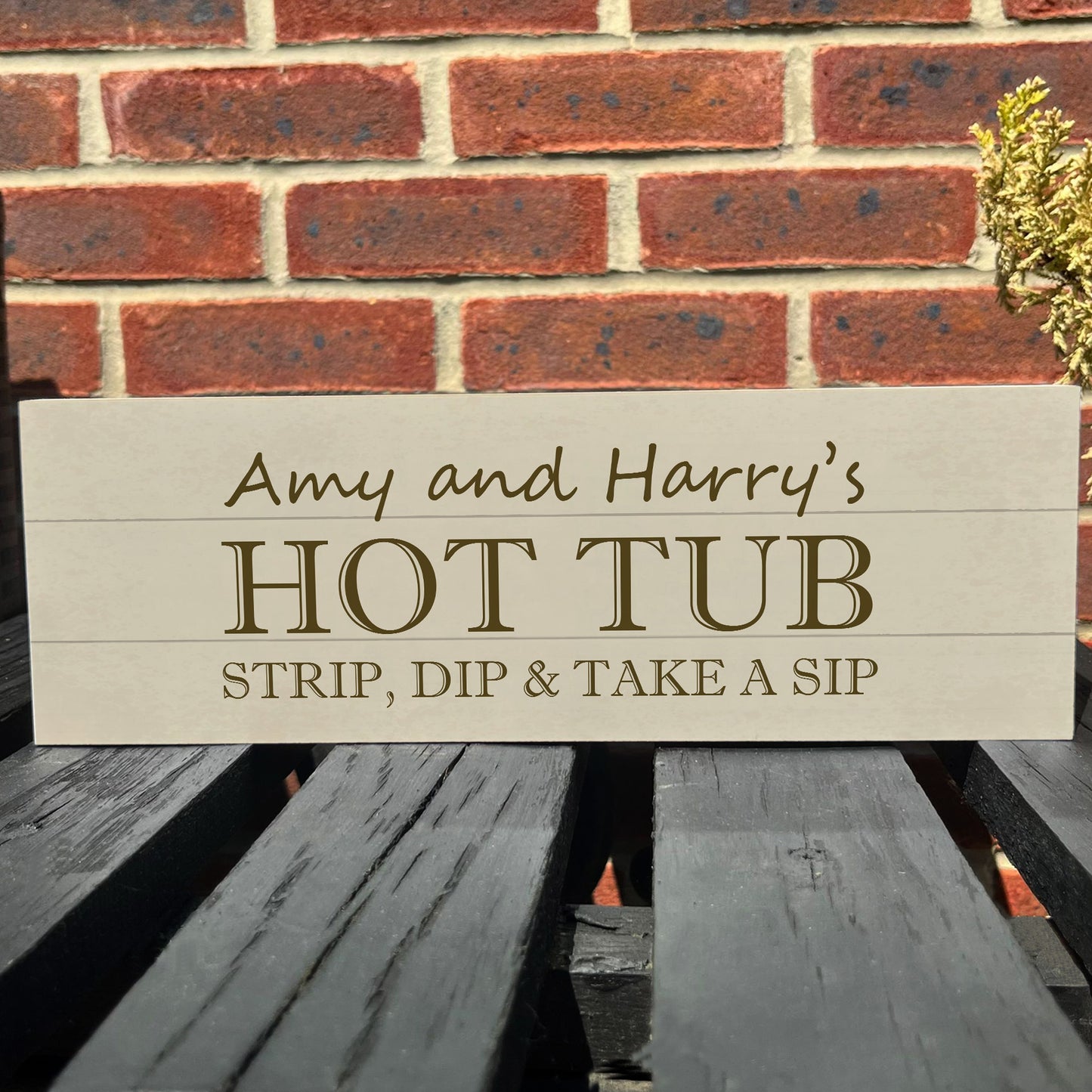 Personalised Hot Tub Wooden Sign Outdoor Plaque For Garden