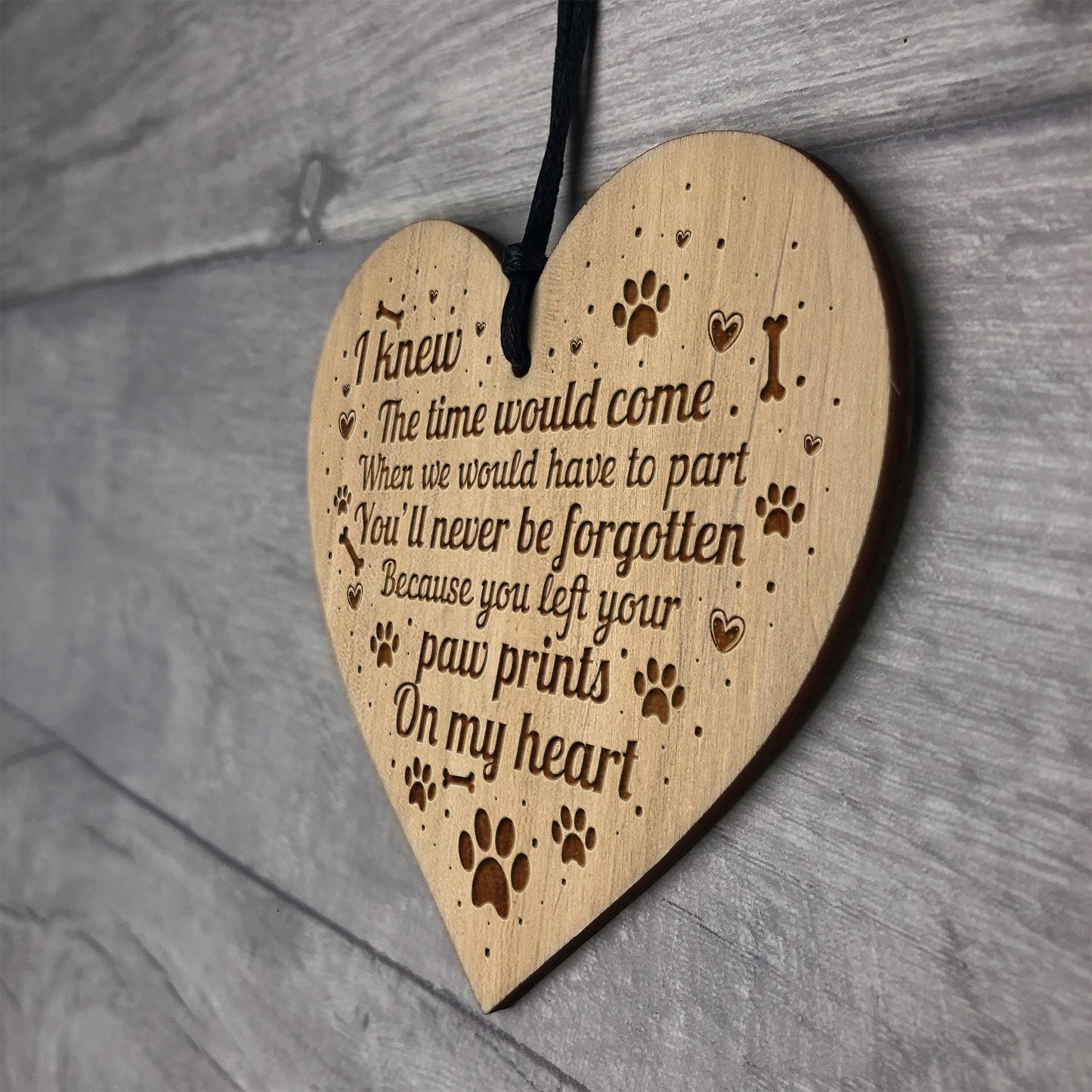 Pet Memorial For Dog Cat Engraved Heart Hanging Memorial Sign