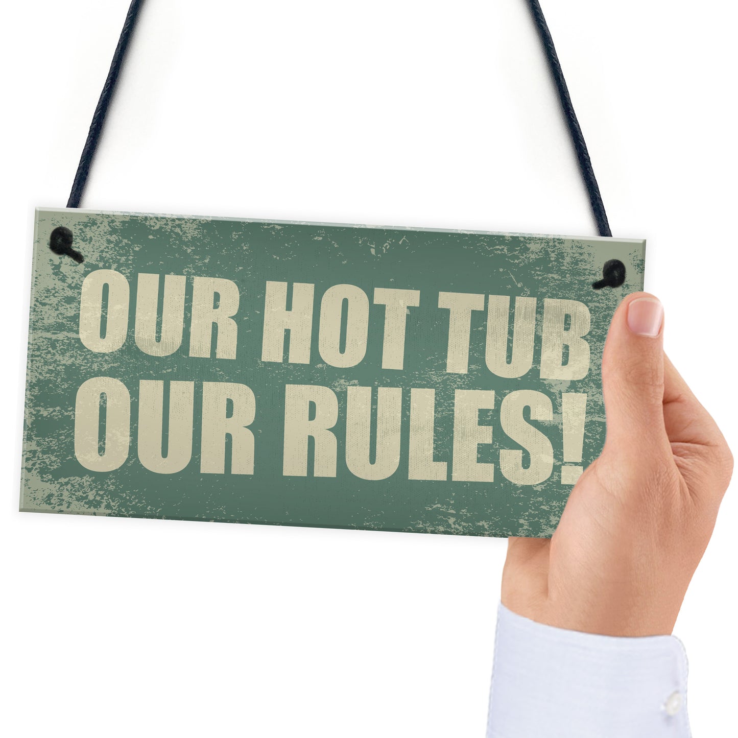 Hot Tub Our Rules Hanging Garden Shed Plaque Jacuzzi FRIEND Gift