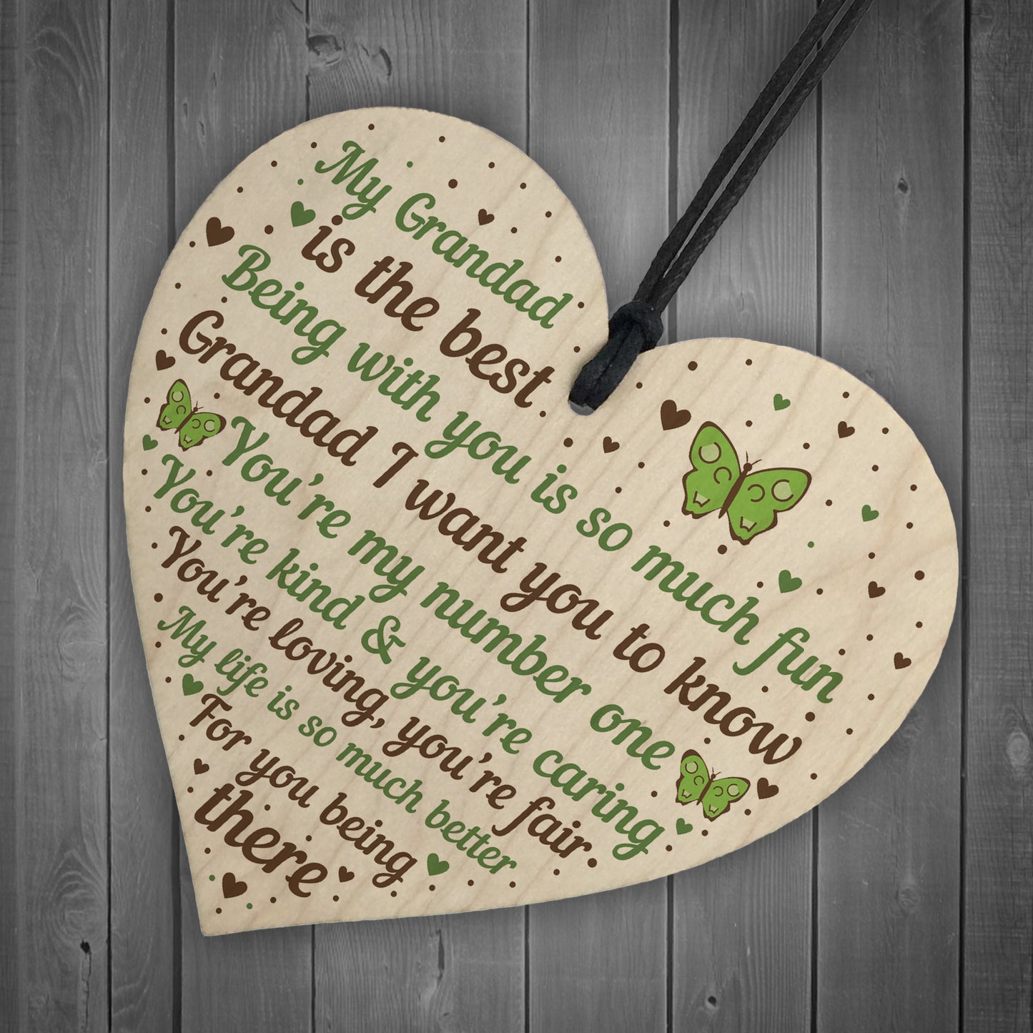 Special Gift For Grandad Wood Heart Fathers Day Gift For Him