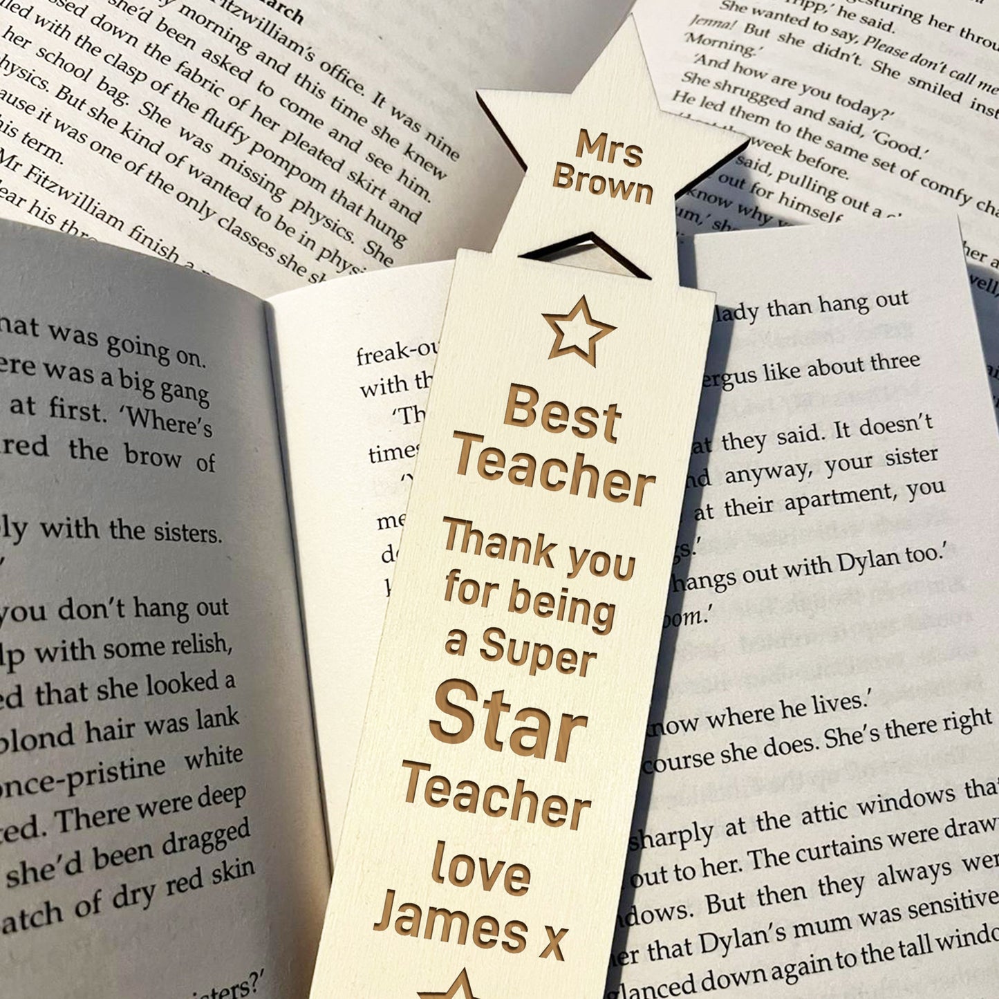 Super Star Teacher Gift Personalised Wood Bookmark Thank You