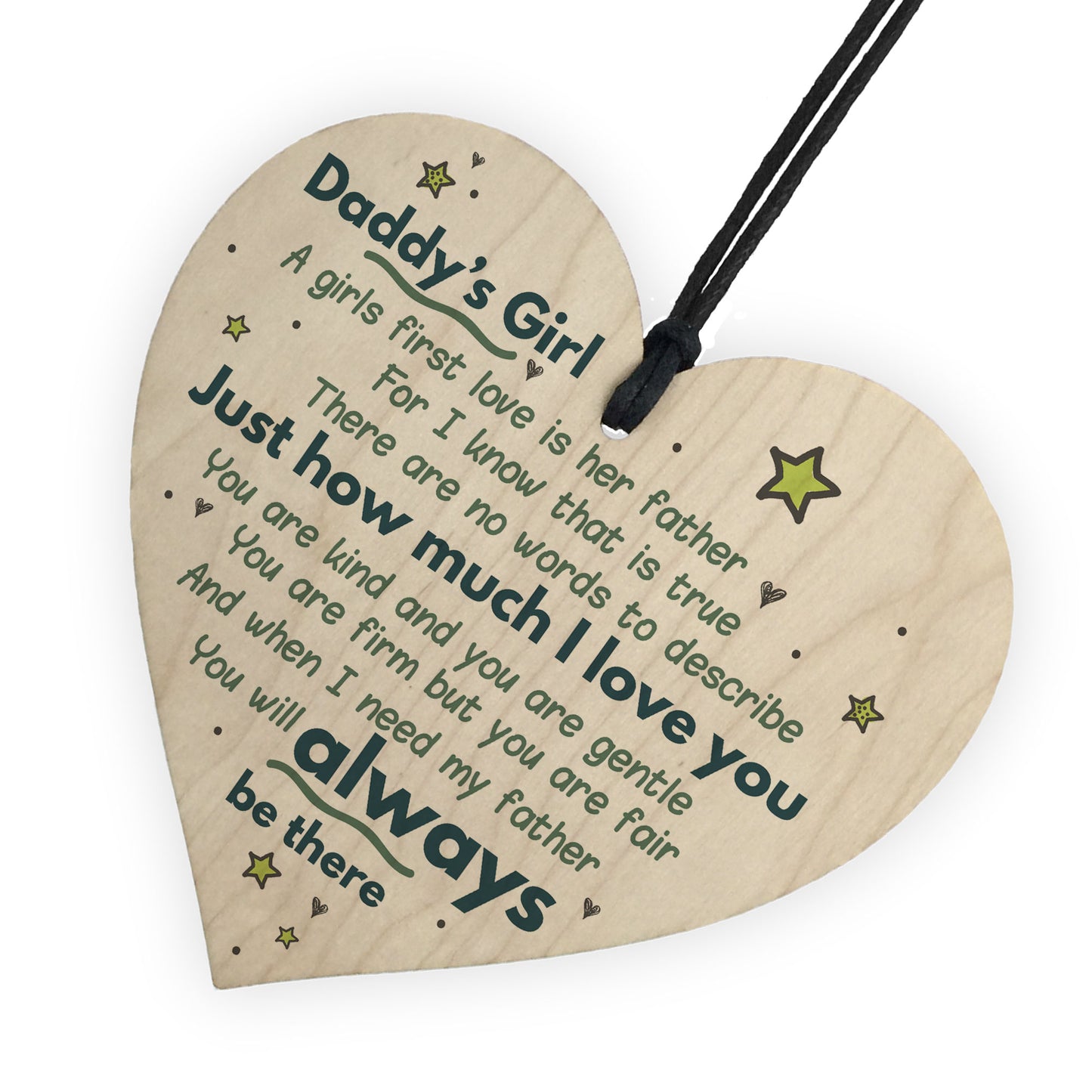 Daddy's Girl Hanging Wooden Heart FATHERS DAY Gift For Him Idea