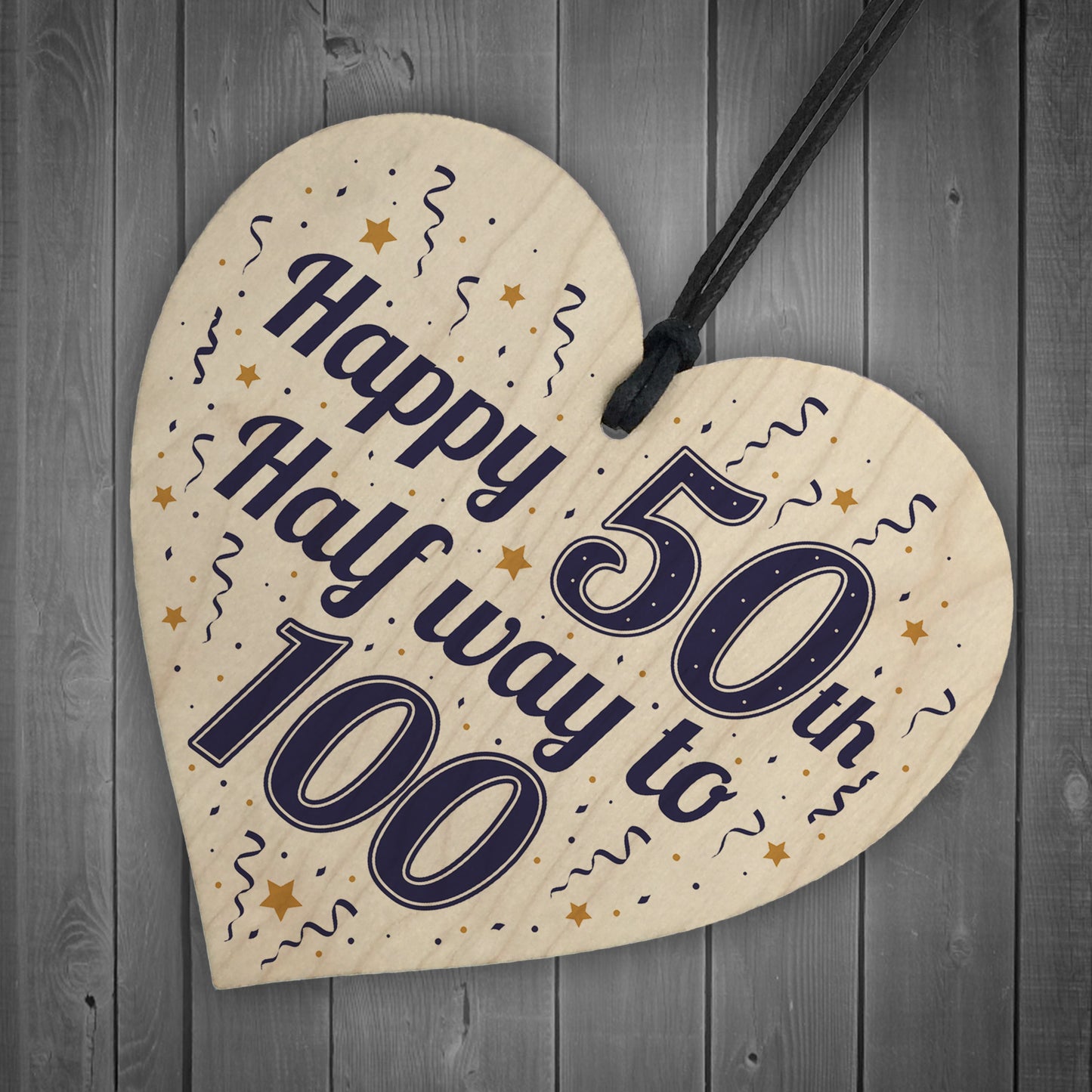 Funny Happy 50th Birthday Gift Present Wooden Heart Plaque Sign