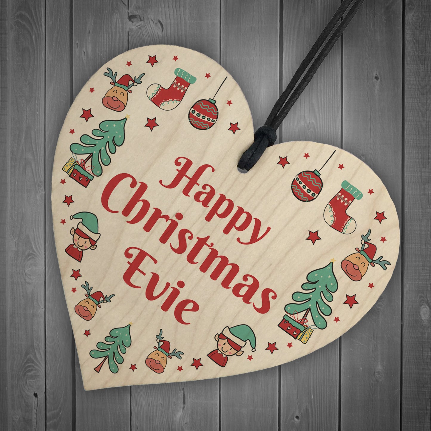 Happy Christmas Gift Personalised Hanging Heart 1st Christmas