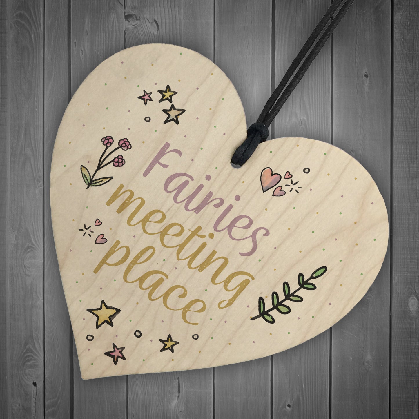 Garden Sign Fairies Meeting Place Wooden Hanging Sign Shed