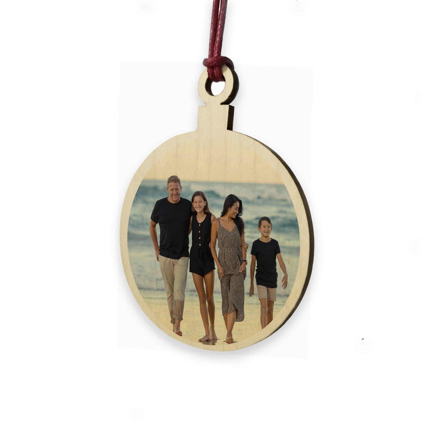 Personalised Custom Photo Wooden Bauble Tree Decoration Family