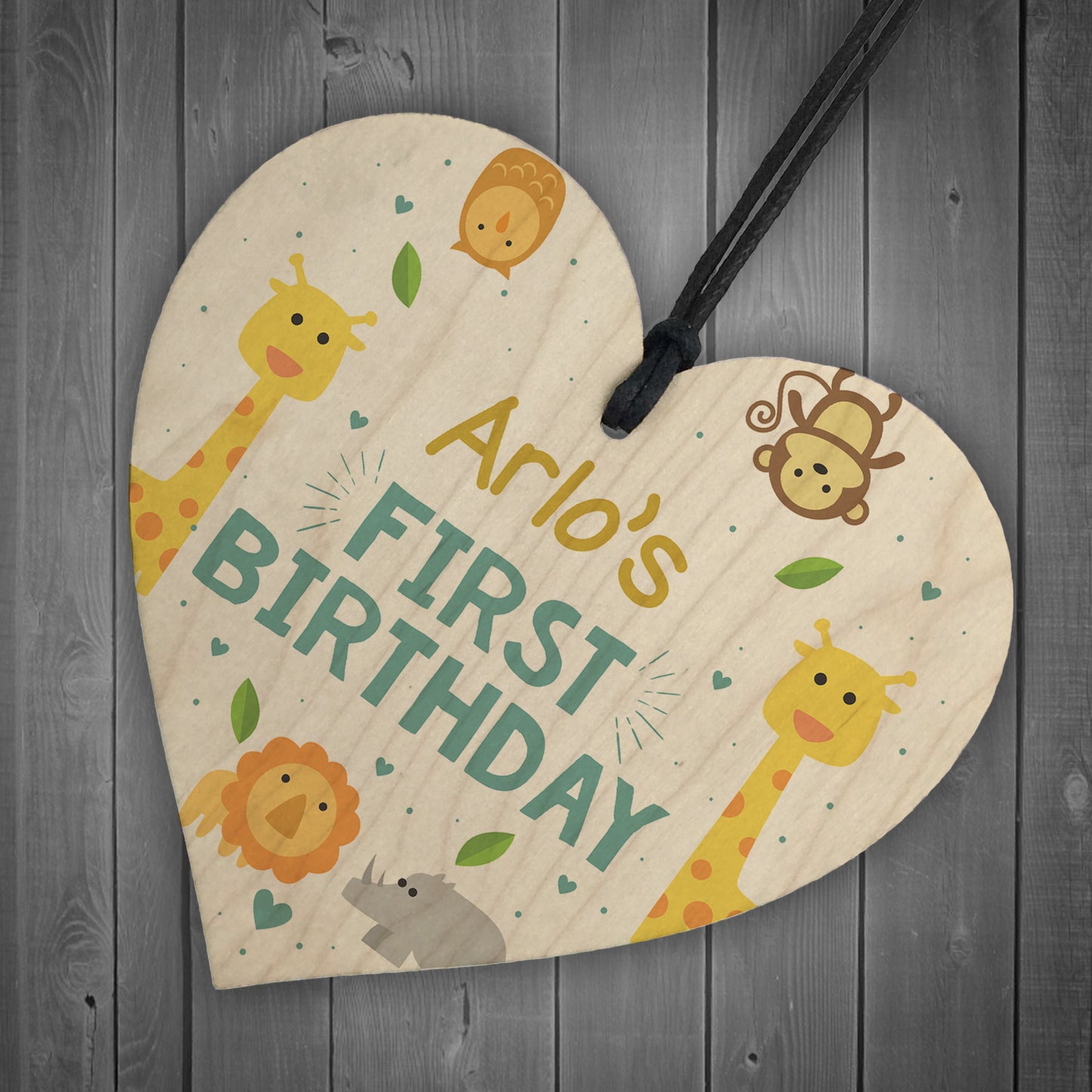 Personalised 1st Birthday Gift For Daughter Son Wooden Heart