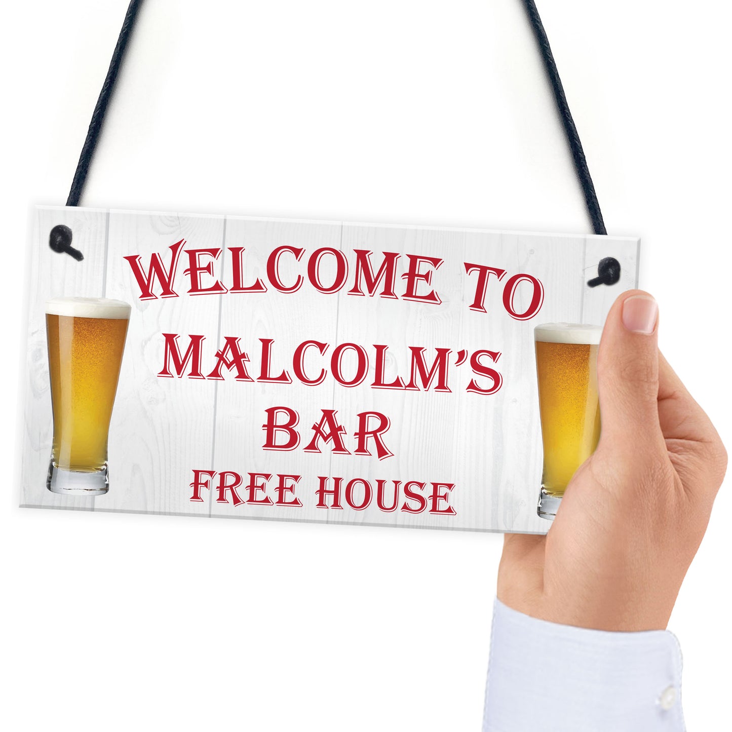 Personalised Pub Bar Hanging Plaque