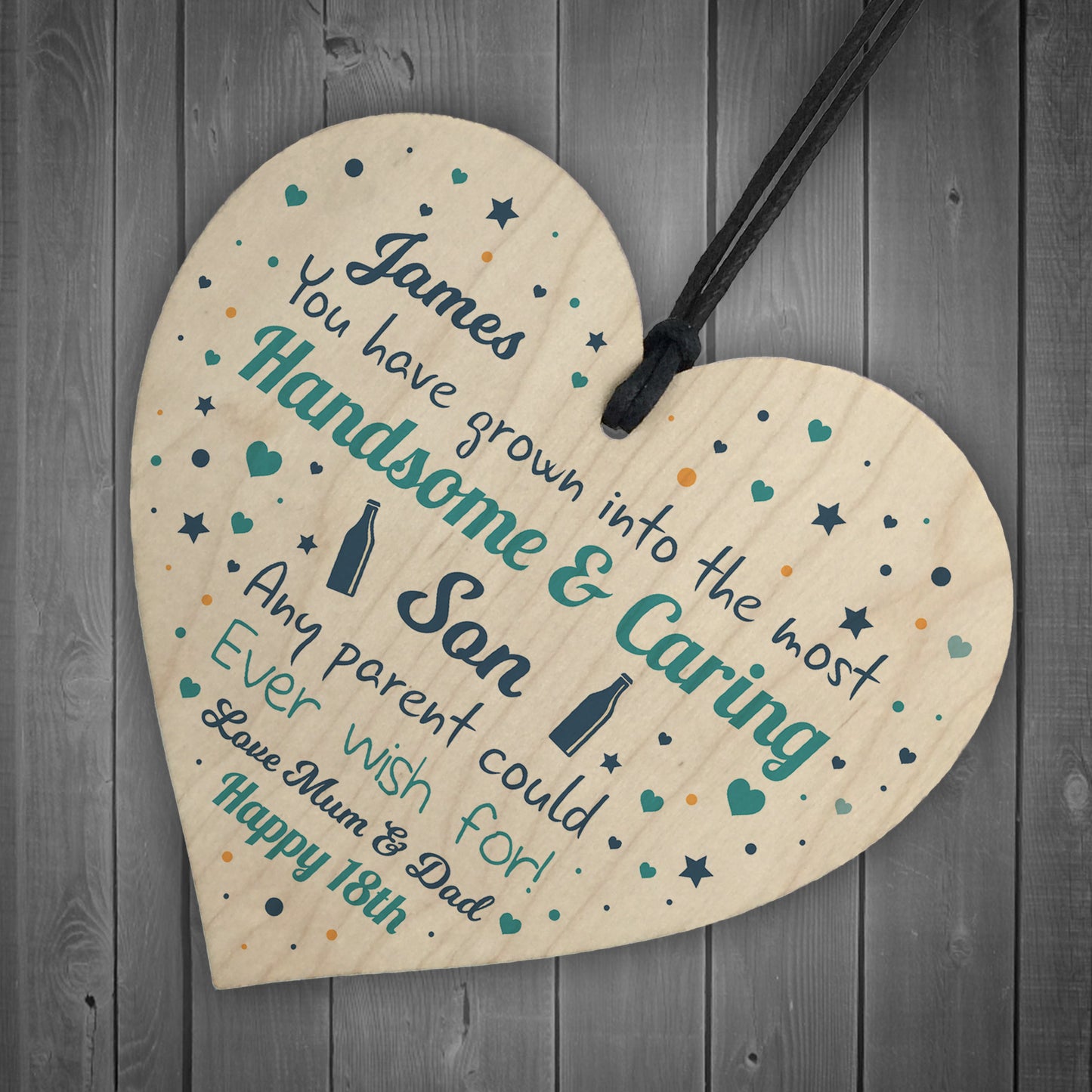 PERSONALISED Wooden Heart Birthday Gift For SON Novelty Birthday