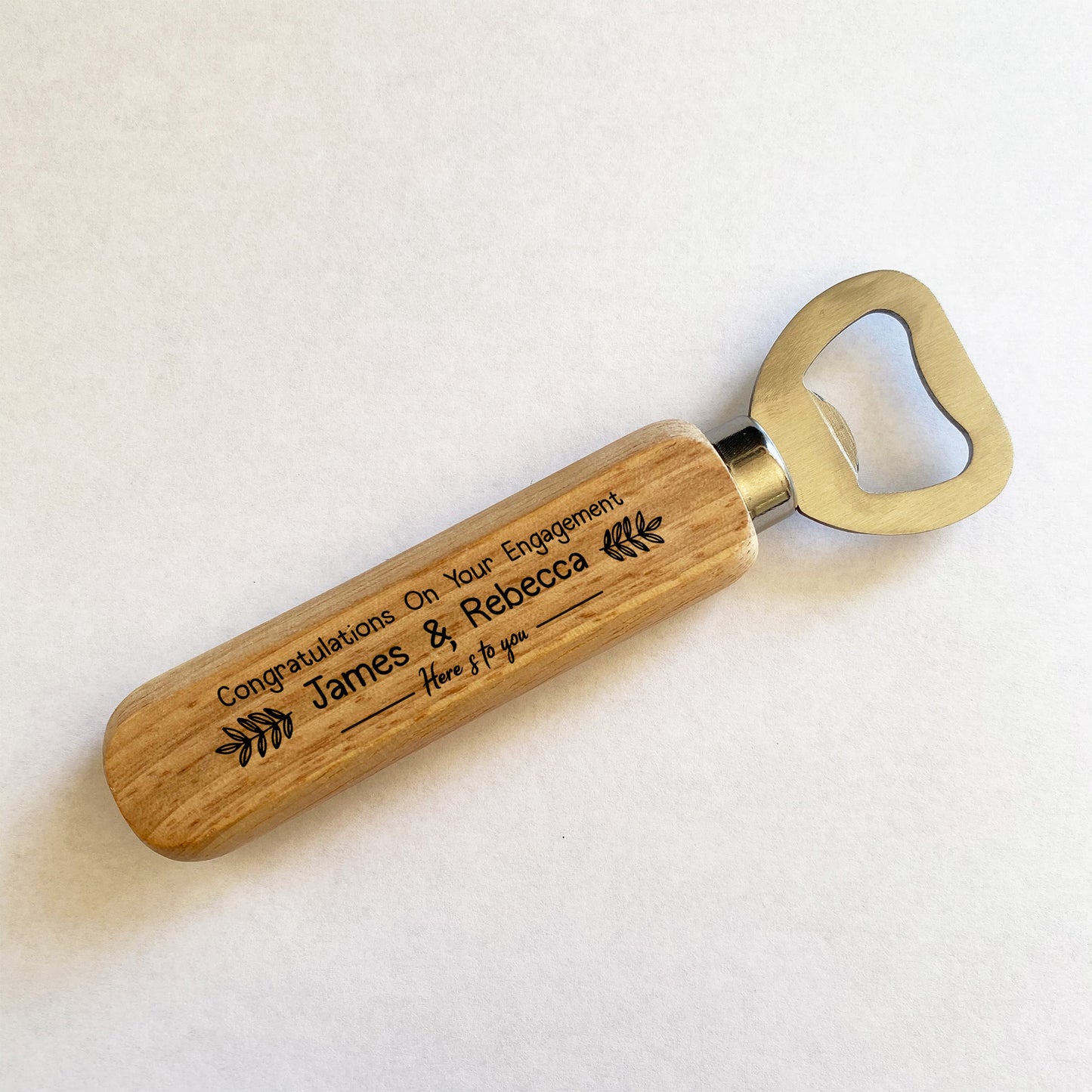 Engagement Gift Personalised Wooden Bottle Opener