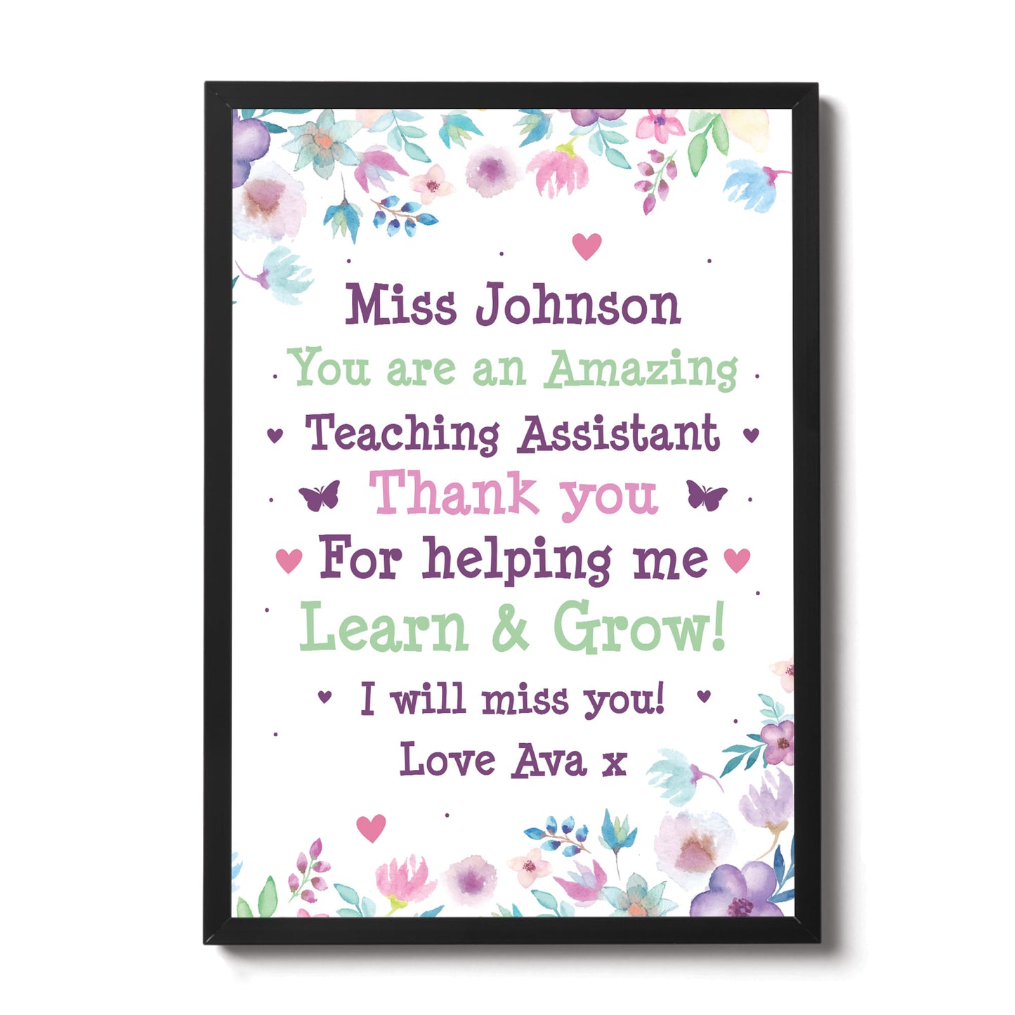 Personalised Teaching Assistant Framed Print Leaving School Gift