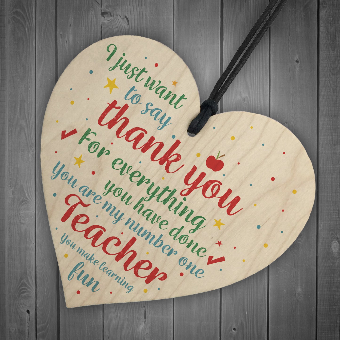 Handmade Wooden Hanging Plaque Thank You Gift For Teacher