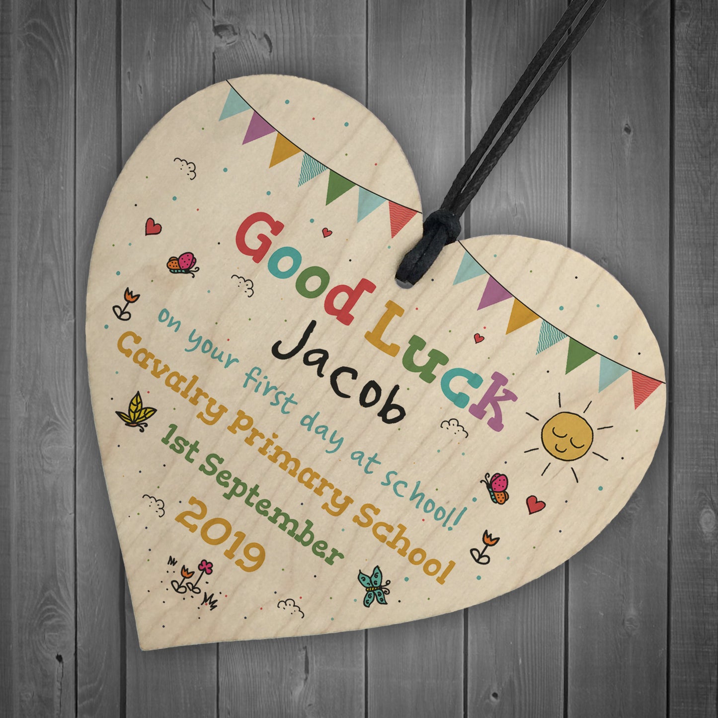 Personalised First Day Of School Wood Heart Back To School