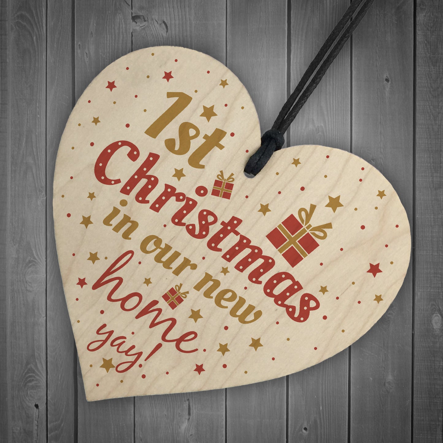 1st First Christmas New Home Plaque Wood Heart Tree Decoration