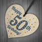 Handmade 50th Birthday Keepsake Wooden Heart Friendship Gift