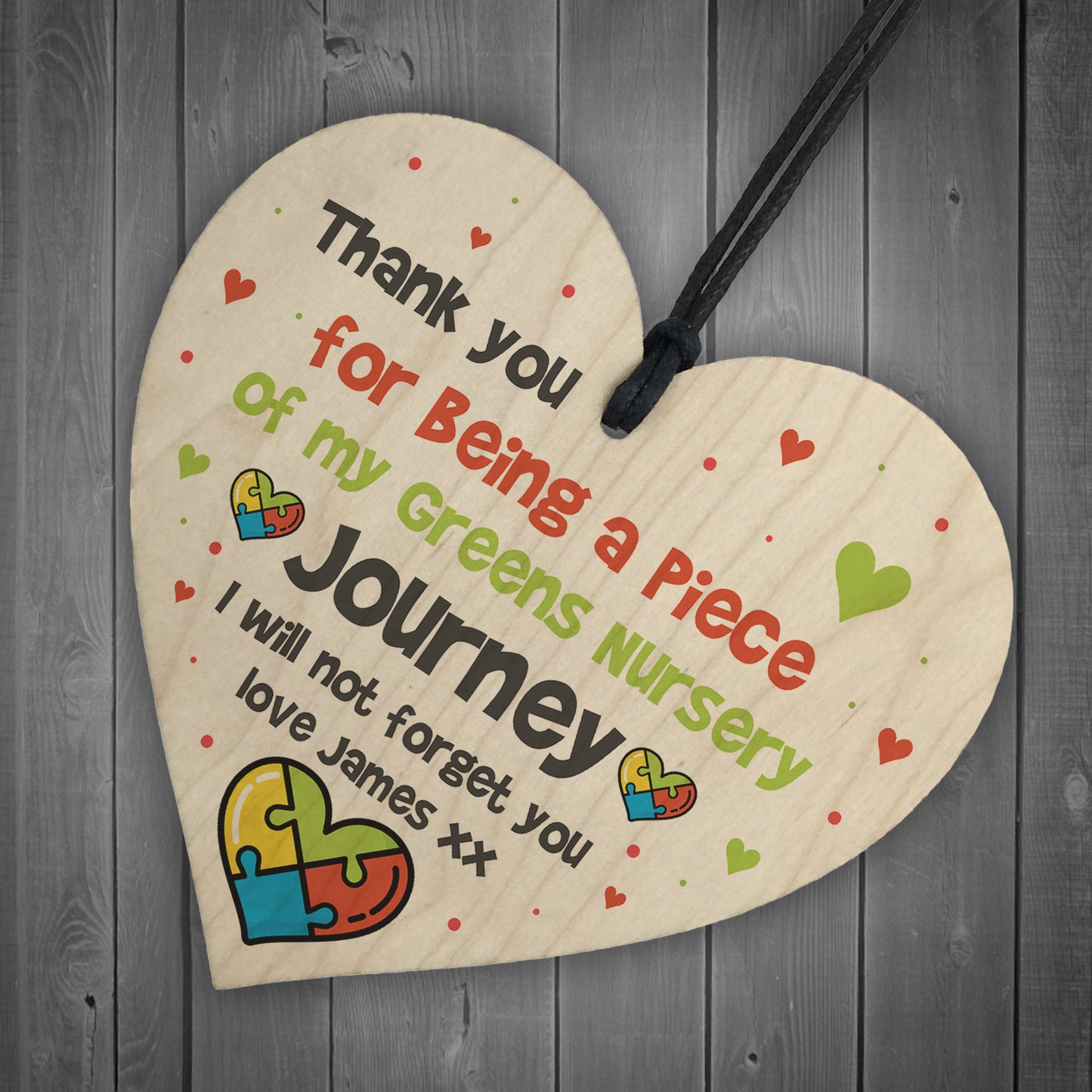 Nursery Gift Personalised Wood Heart Thank You Gift For Nursery