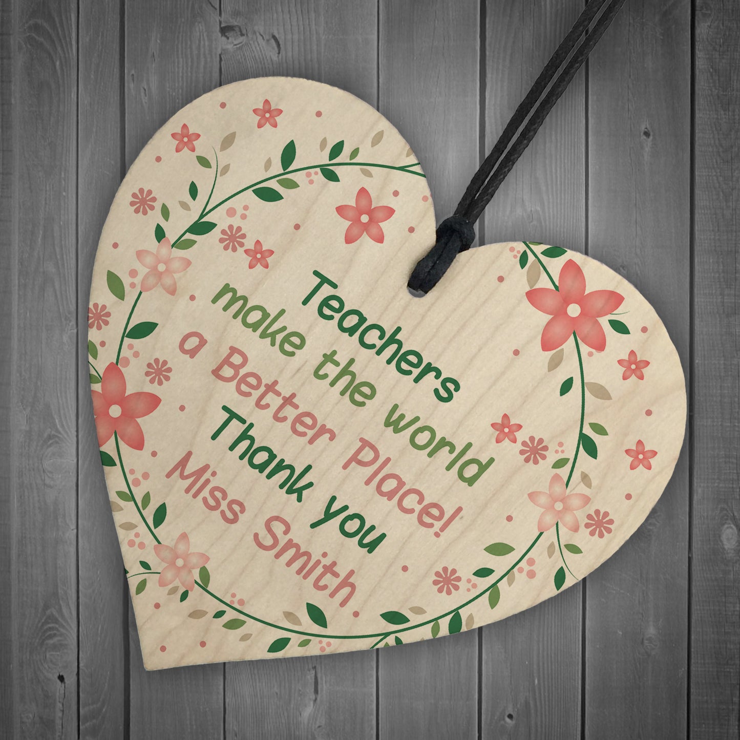 Personalised Gift For Teacher Assistant Childminder Wood Heart