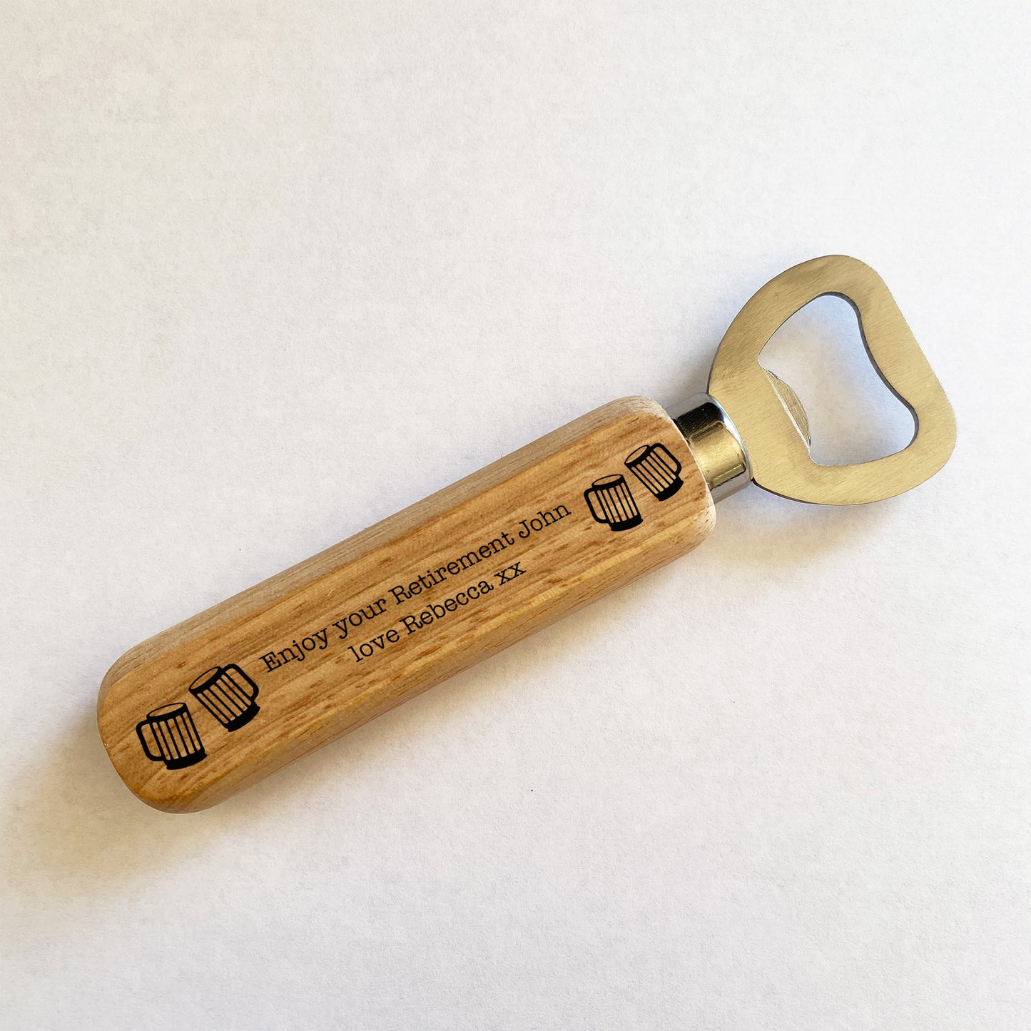 PERSONALISED Retirement Gift For Men Wooden Bottle Opener