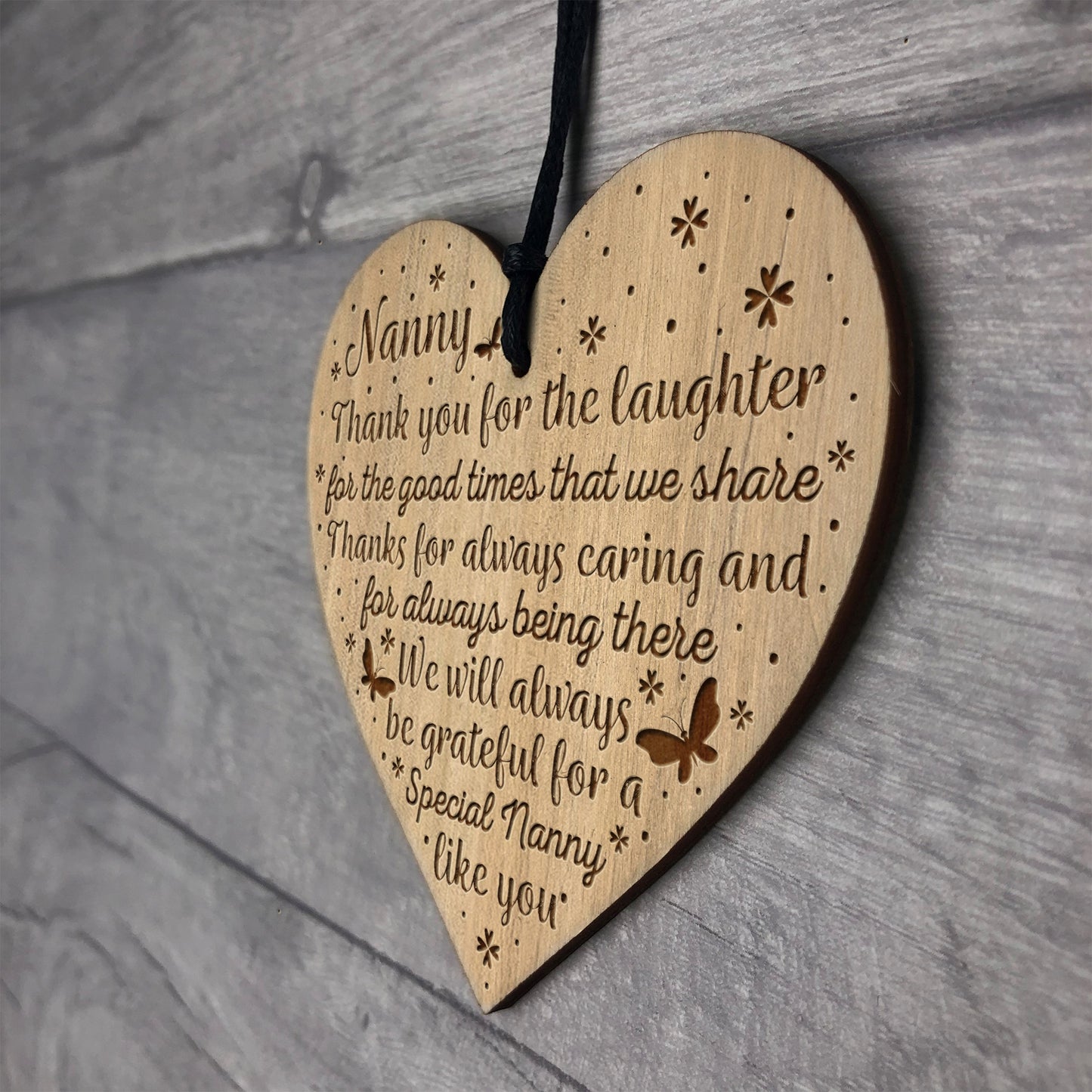 Nanny Thank You Gifts Engraved Wooden Heart Birthday Christmas