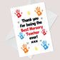Teacher Card Thank You End Of School Nursery Card Leaving Card