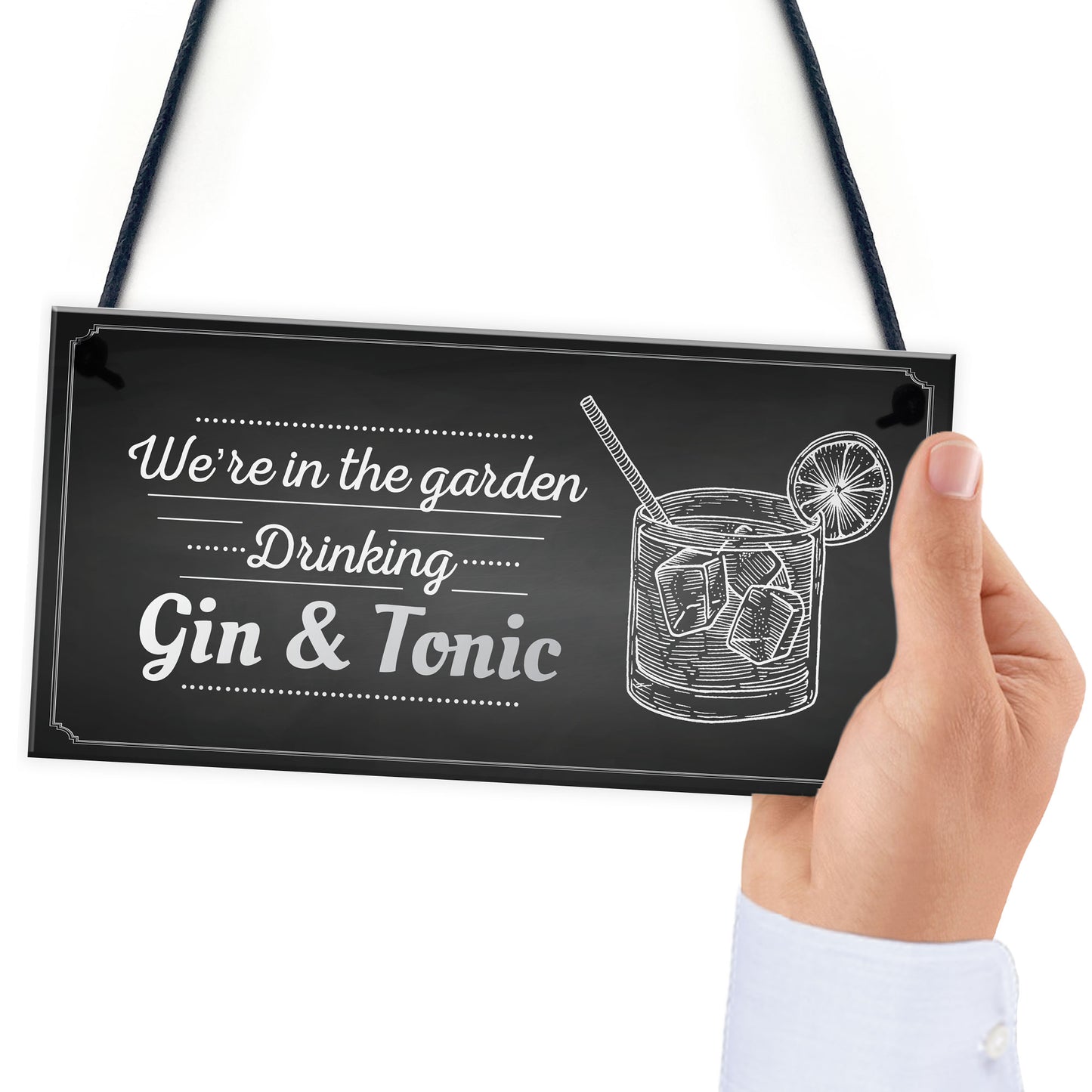 In The Garden Drinking Gin & Tonic Wall Hanging Plaque Chic Sign