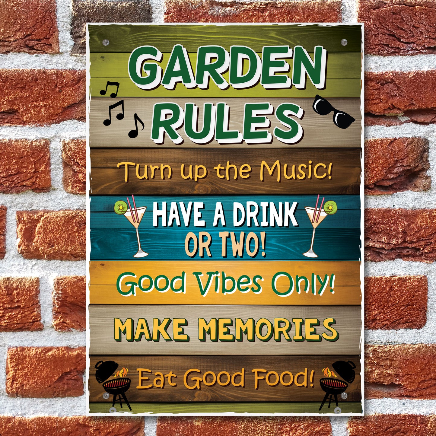 Garden Rules Wall Sign Novelty Garden Shed Summer House Outdoor