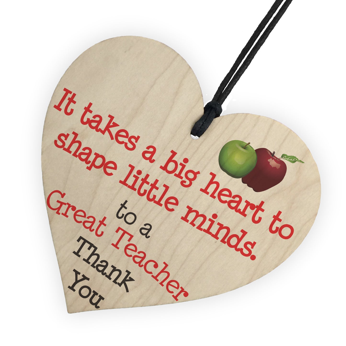 Great Teacher Big Heart Wooden Hanging Heart Thank You Plaque