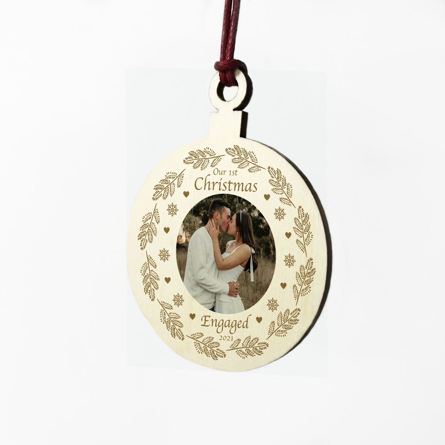 1st Christmas Engaged Bauble Personalised Photo Hanging Bauble