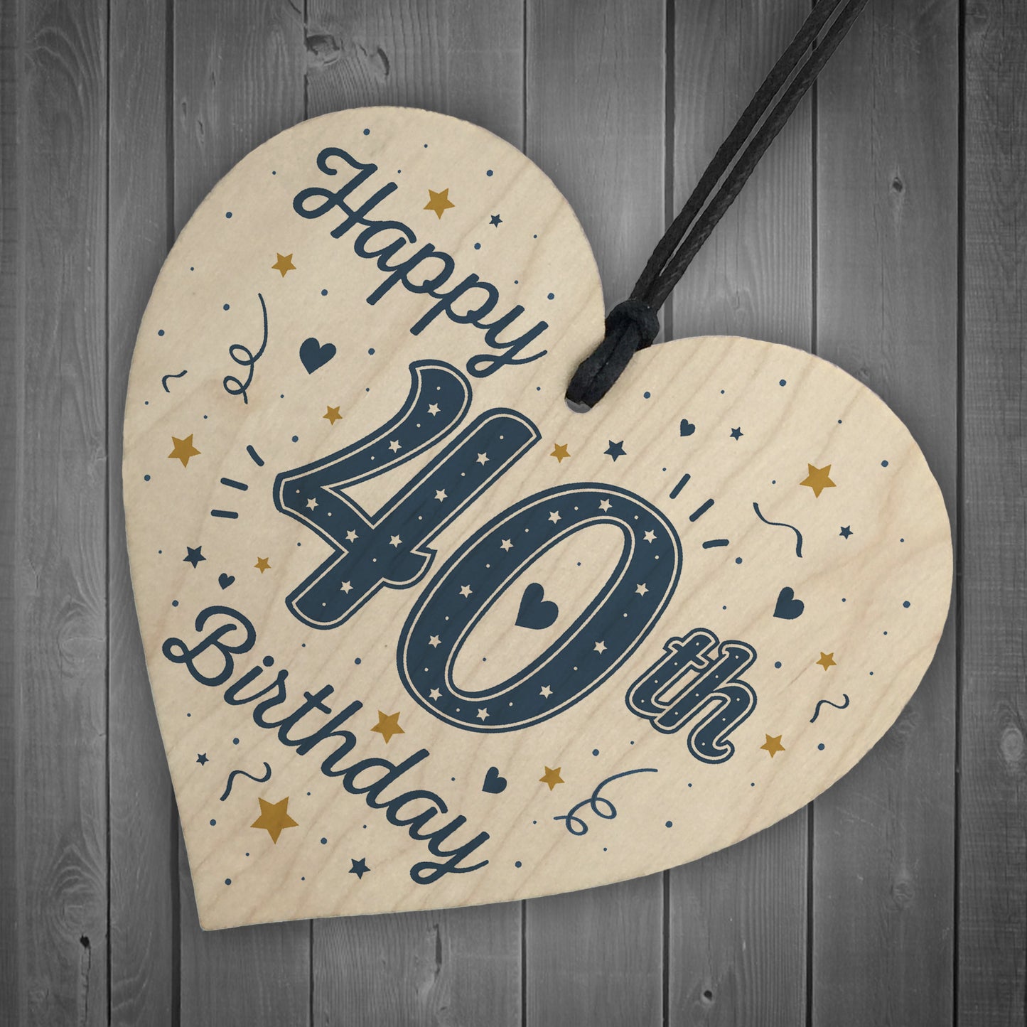 Happy 40th Birthday Handmade Wooden Heart Friendship Gift