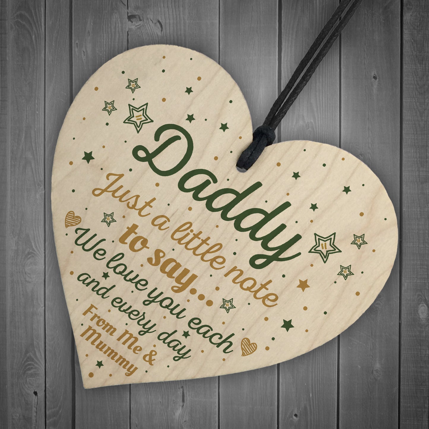 Gifts For Daddy Wooden Heart FATHERS DAY Gift For Him Daughter