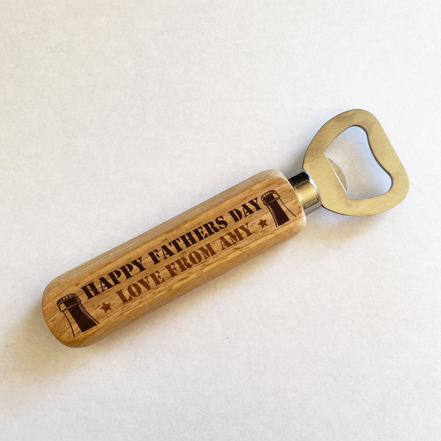 Personalised Fathers Day Gift Wooden Bottle Opener BEER Novelty