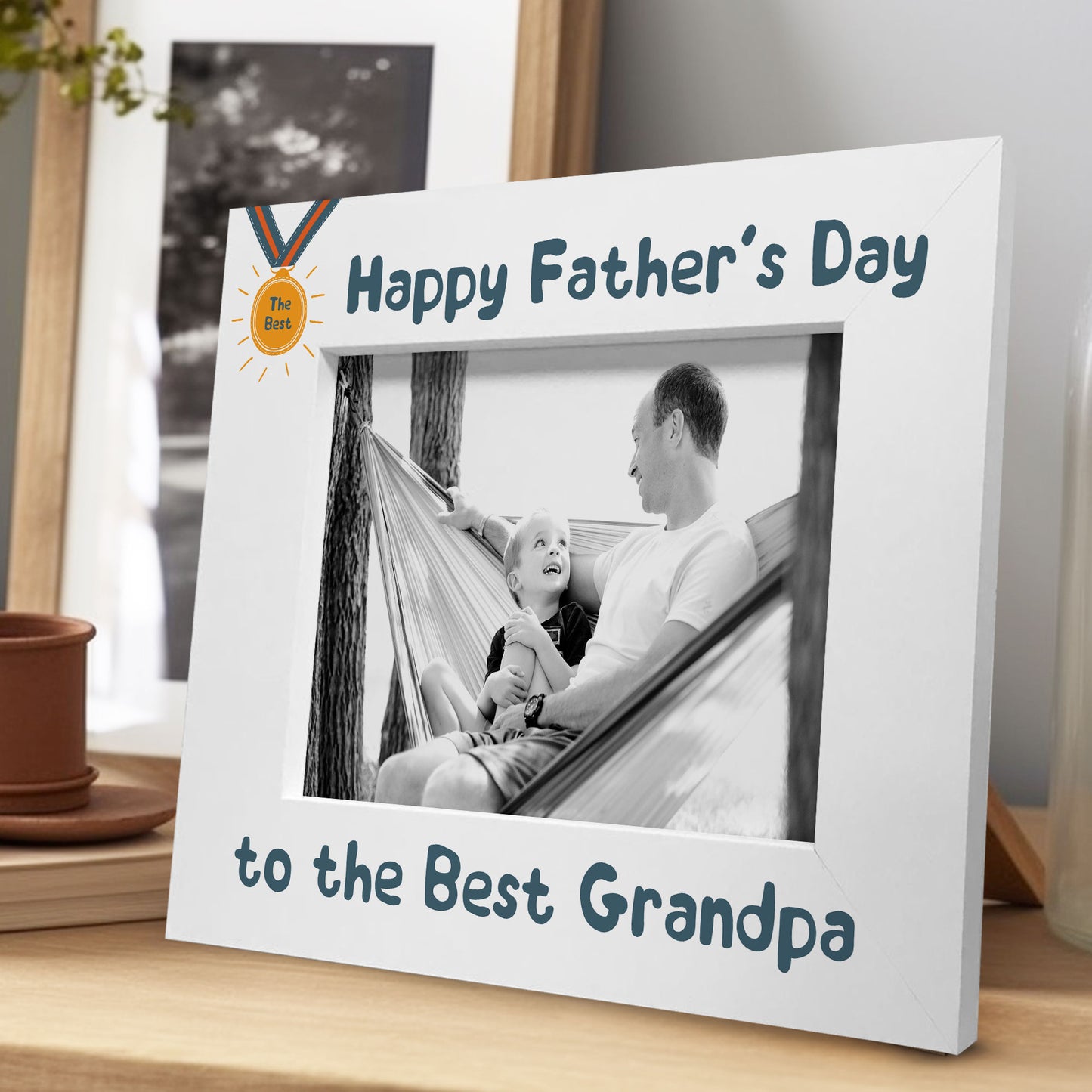 Fathers Day Gift For Grandpa Photo Frame Wooden Novelty Grandpa