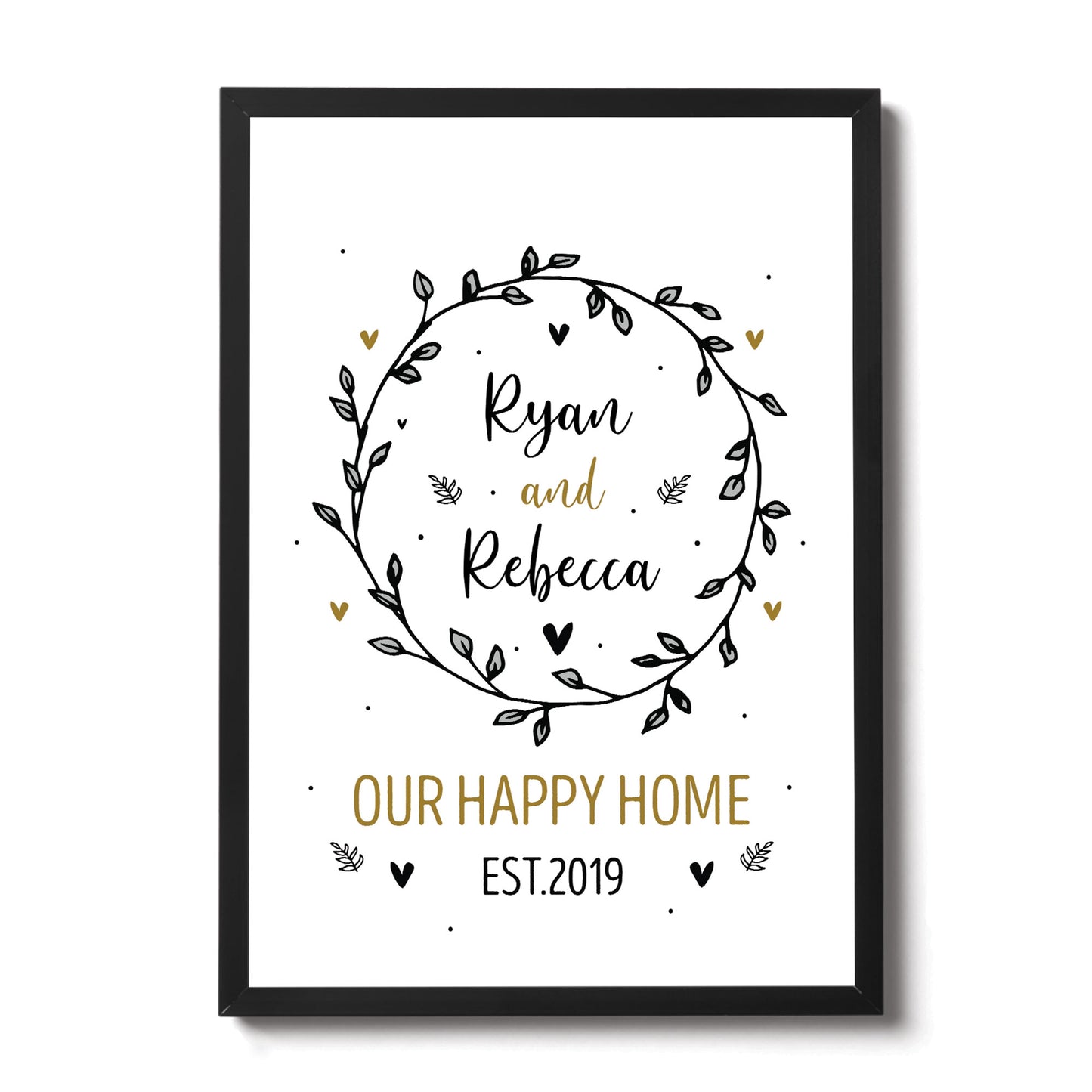 Happy Home Framed Print Personalised New Home 1st Home Gift