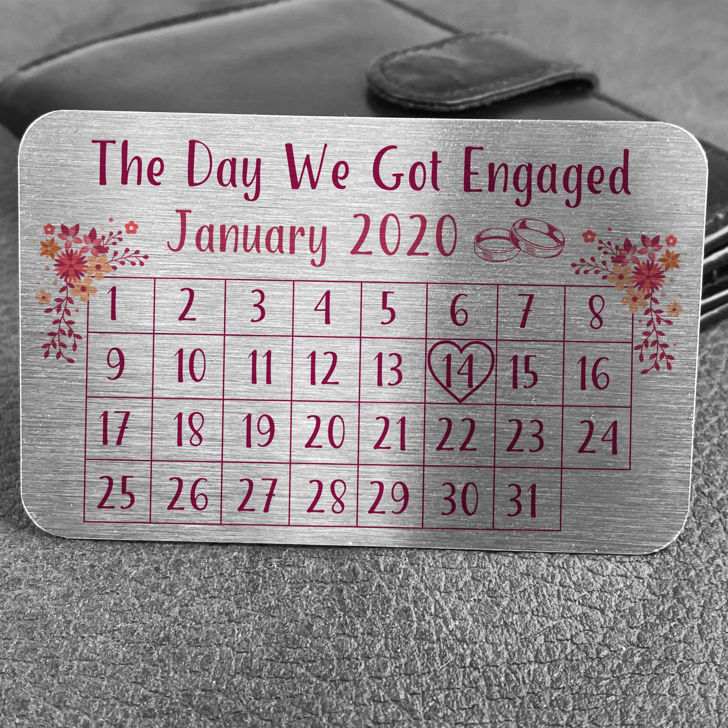 Personalised Engagement Wedding Gift Metal Wallet Purse Card