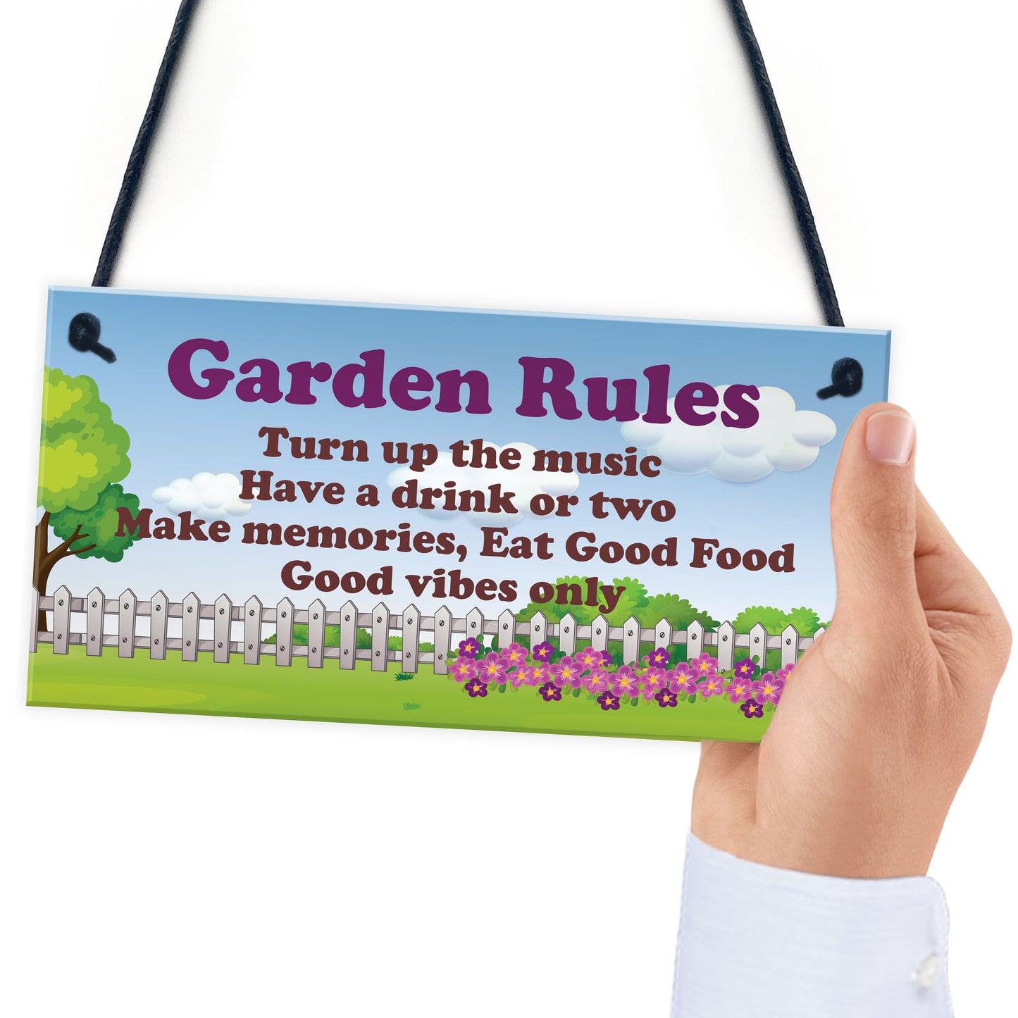 Cool Garden Rules Sign Hanging Shed Summerhouse Plaque Garden