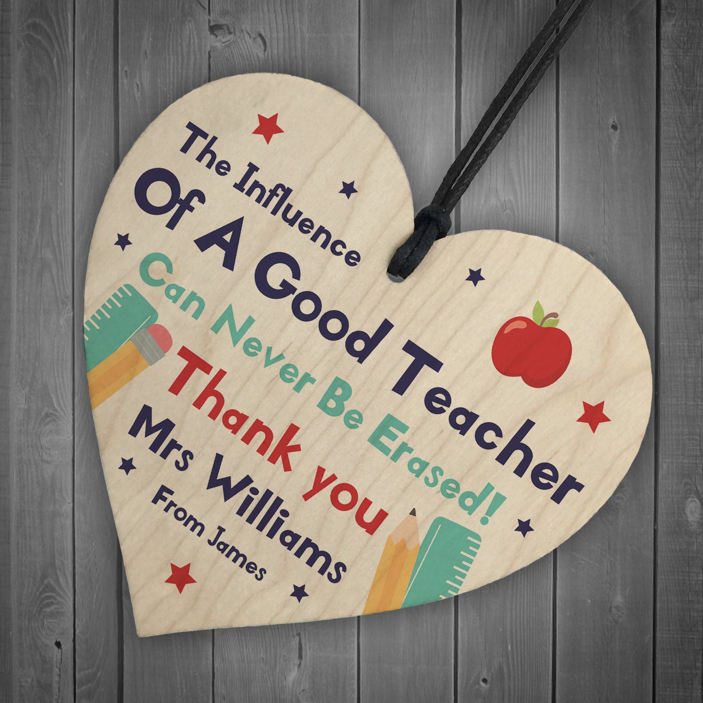 Personalised Teacher Gifts Wood Heart Cute Thank You Gift